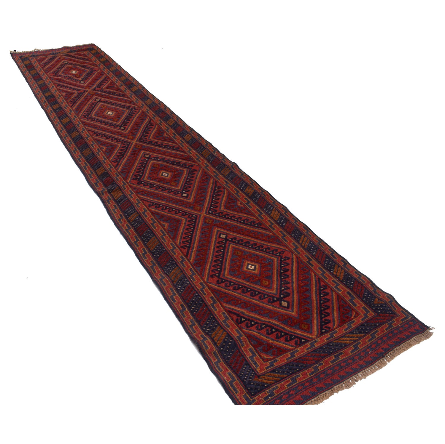 Hand Knotted Mashwani Runner 2' 7" x 12' 4" ft / 78 x 376 cm - No. B19315