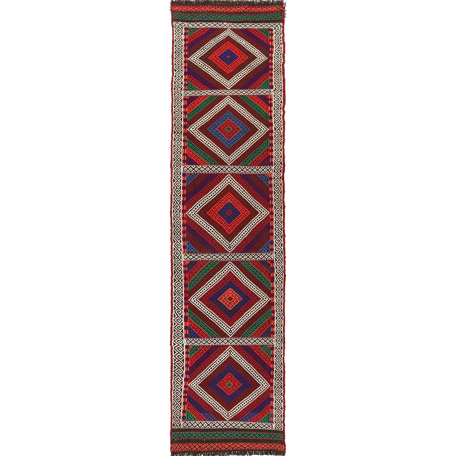 Long Kilim Runner 2' 2" x 8' 11" ft / 65 x 273 cm - No. B19340