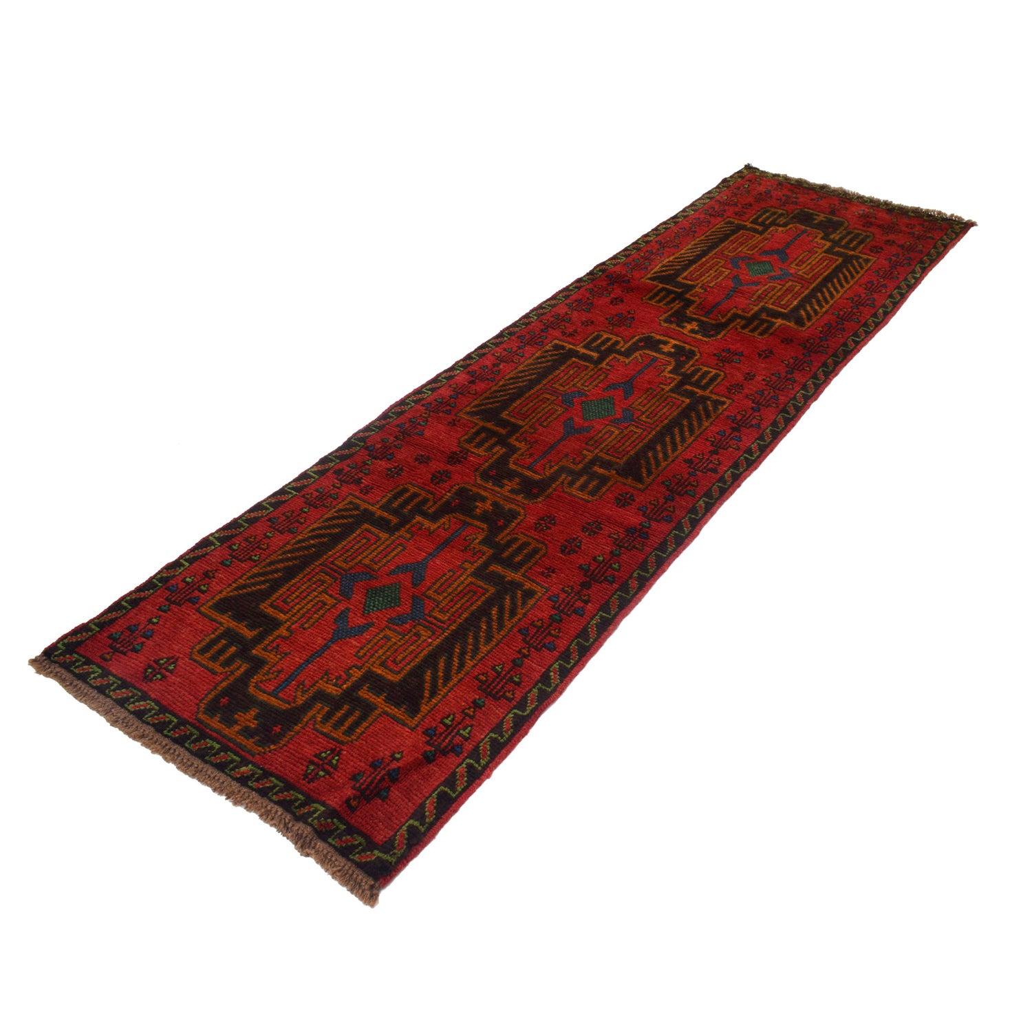 Hand-Knotted Baluchi Runner Rug 2' 8" x 9' 3" ft / 81 x 281 cm - No. B19434