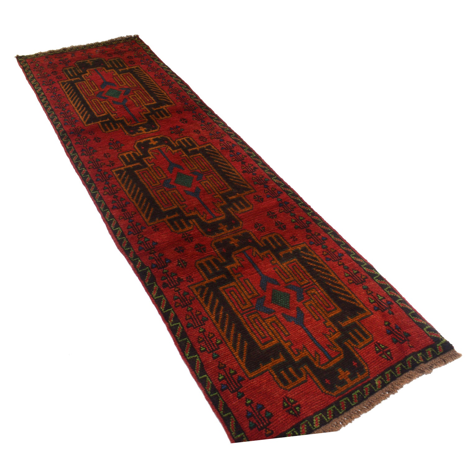 Hand-Knotted Baluchi Runner Rug 2' 8" x 9' 3" ft / 81 x 281 cm - No. B19434