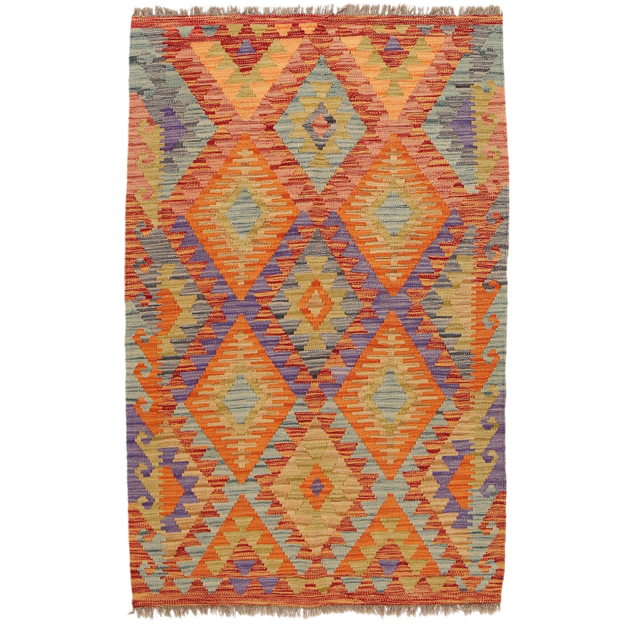 Handmade Vegetable Kilim 3' 2" x 5' 1" ft / 97 x 154 cm - No. B19953