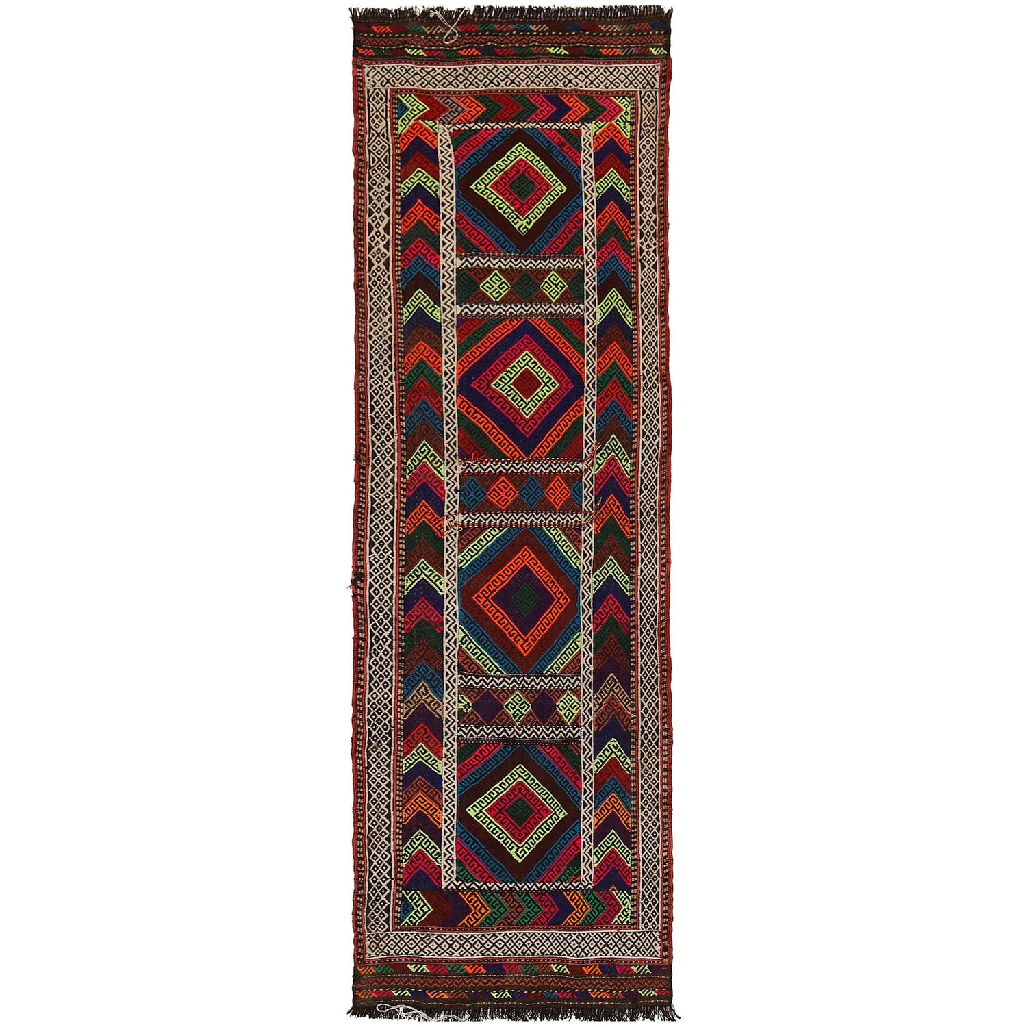 Tribal Afghan Suzani Kilim Runner 2' 0" x 6' 3" ft / 62 x 191 cm - No. B19853