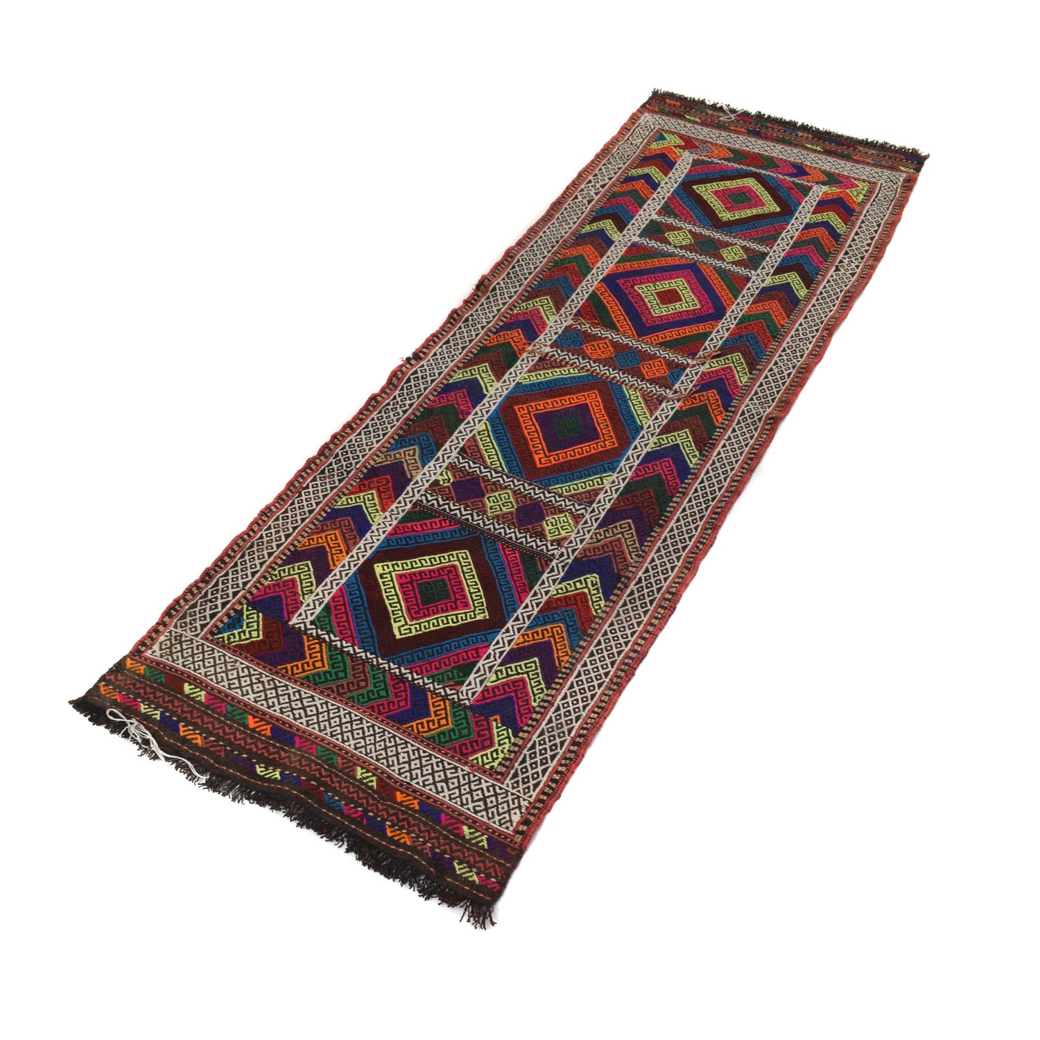 Tribal Afghan Suzani Kilim Runner 2' 0" x 6' 3" ft / 62 x 191 cm - No. B19853