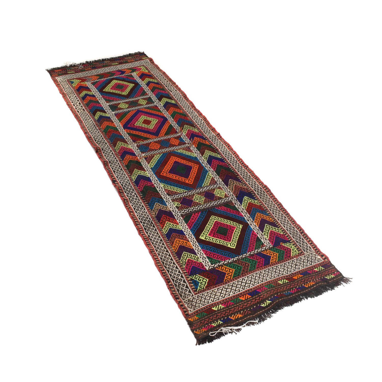 Tribal Afghan Suzani Kilim Runner 2' 0" x 6' 3" ft / 62 x 191 cm - No. B19853