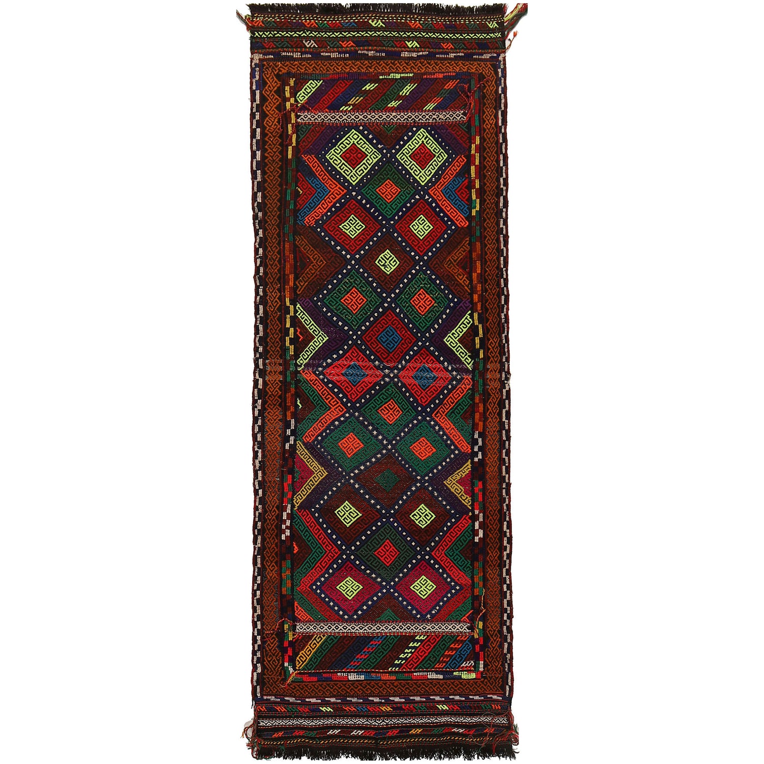 Tribal Afghan Suzani Kilim Runner 2' 4" x 6' 8" ft / 72 x 203 cm - No. B19854