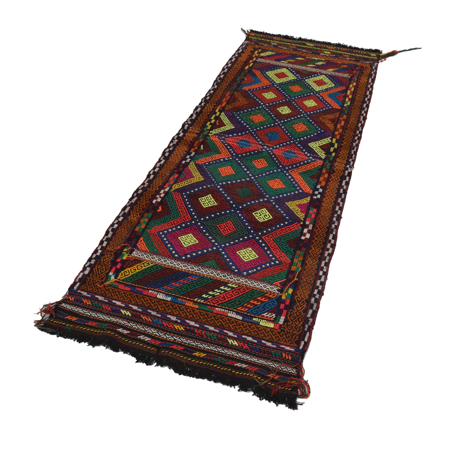 Tribal Afghan Suzani Kilim Runner 2' 4" x 6' 8" ft / 72 x 203 cm - No. B19854