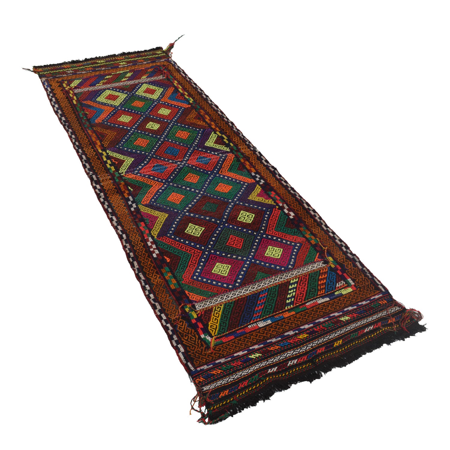 Tribal Afghan Suzani Kilim Runner 2' 4" x 6' 8" ft / 72 x 203 cm - No. B19854