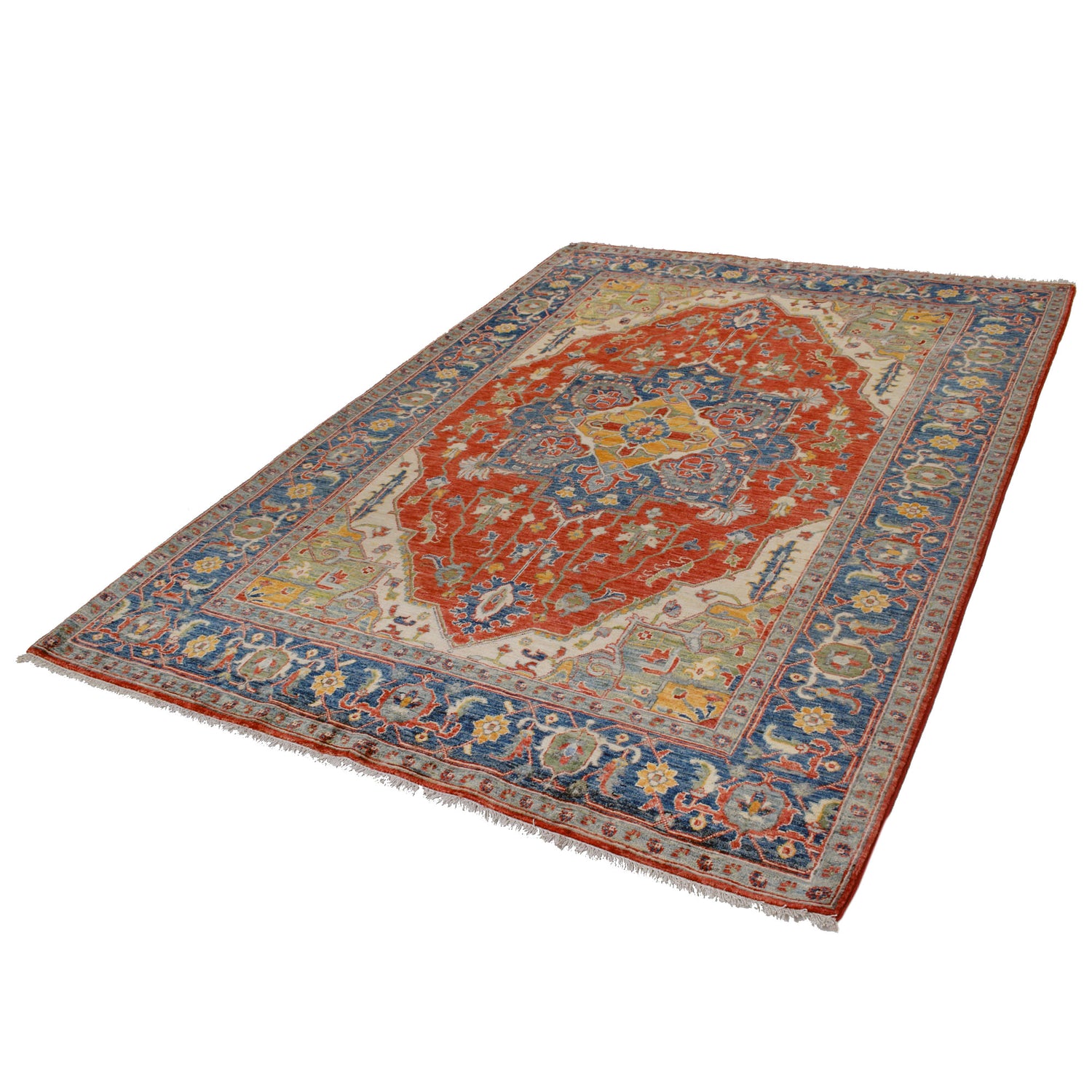 Hand Knotted Heriz Rug 5' 7" x 7' 9" ft / 171 x 237 cm - No. B19900