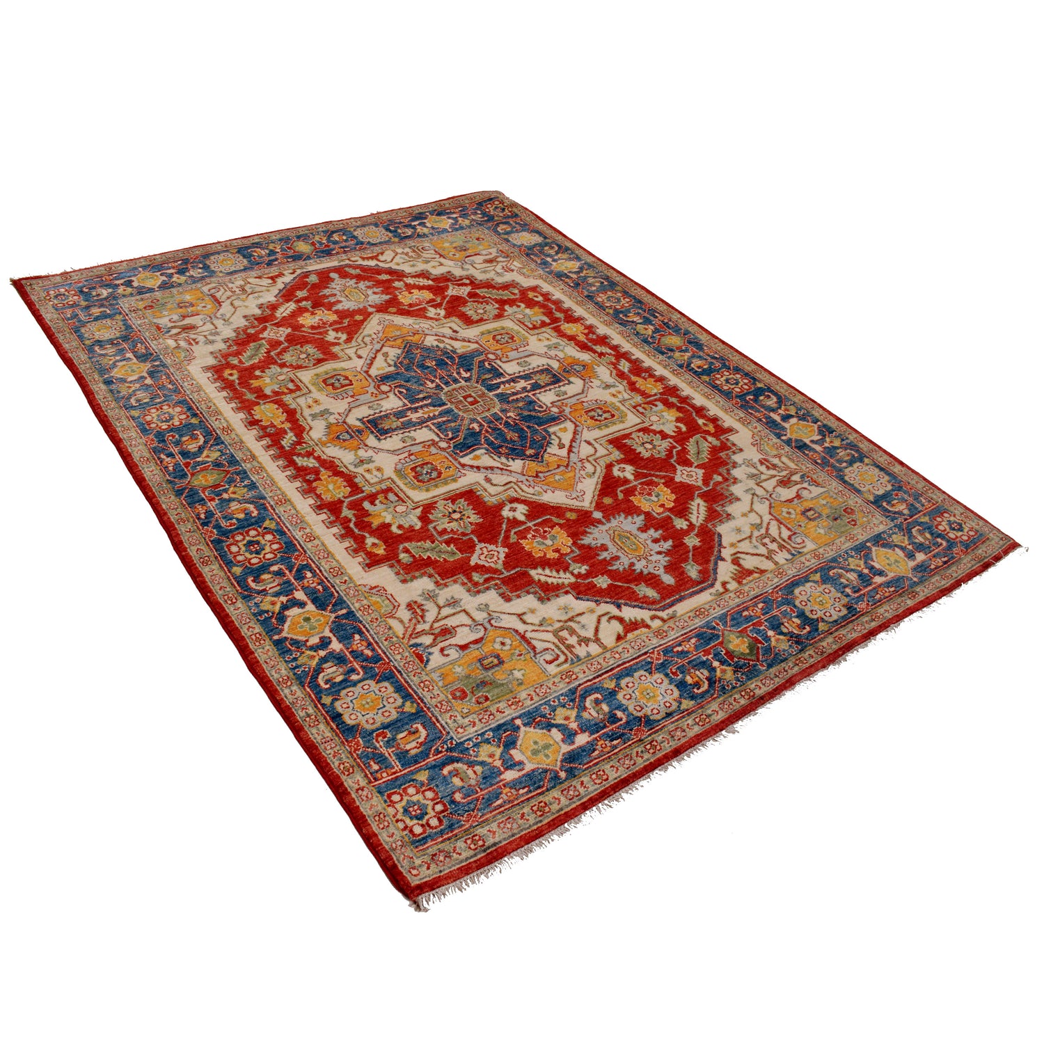 Hand Knotted Heriz Rug 5' 0" x 6' 6" ft / 153 x 199 cm - No. B19903