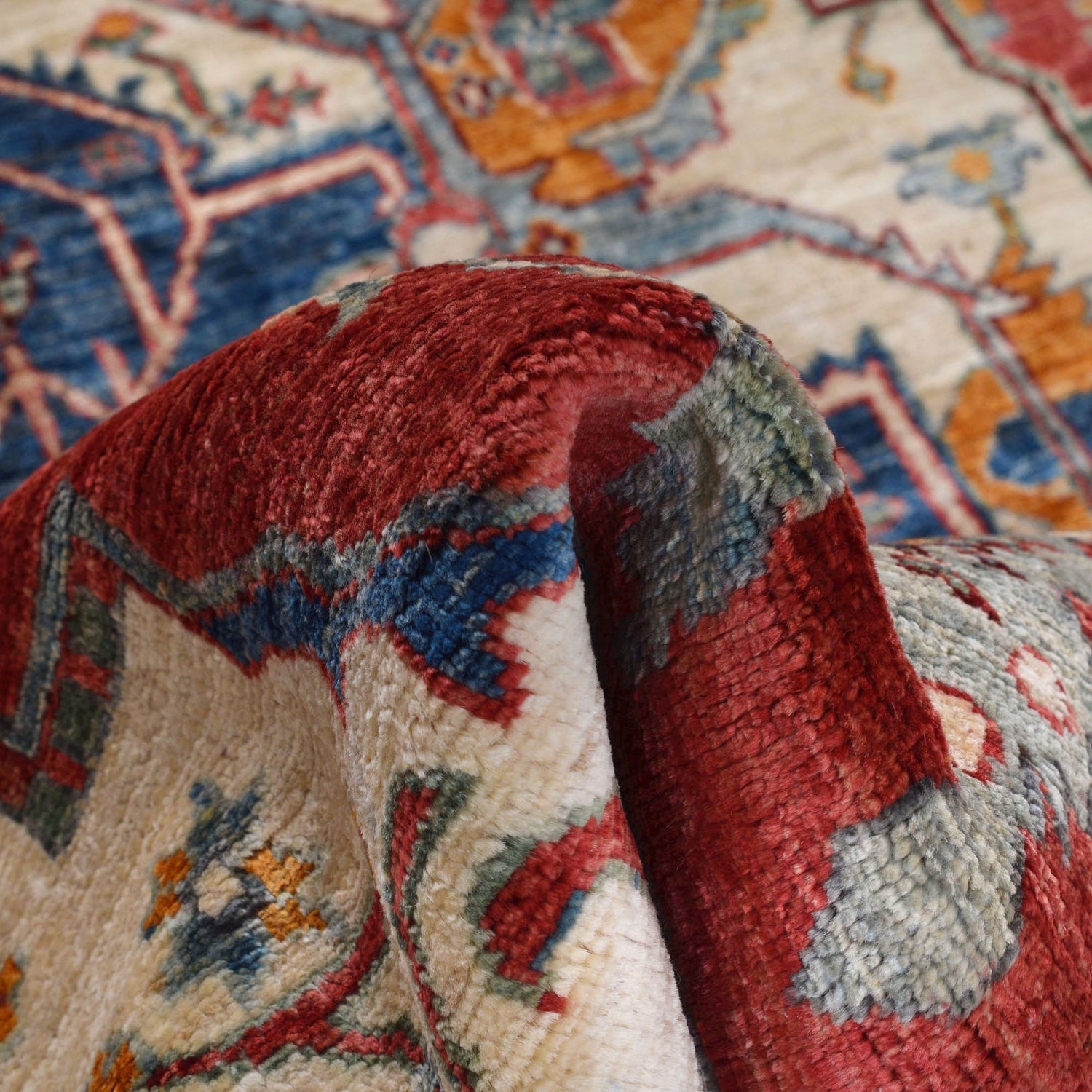 Hand Knotted Persian Heriz Area Rug 6' 8" x 9' 7" ft / 204 x 292 cm - No. B19913