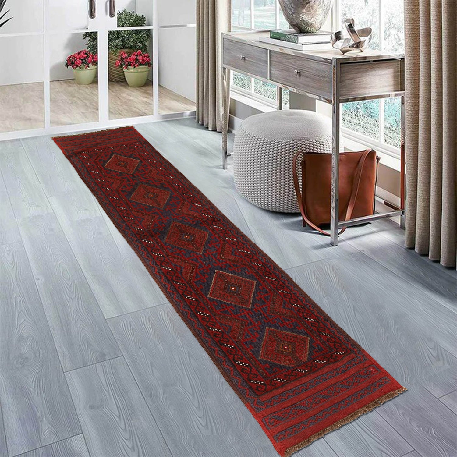 Handmade Mushwani Runner Rug 1' 10" x 7' 9" ft / 56 x 237 cm - No. B20232