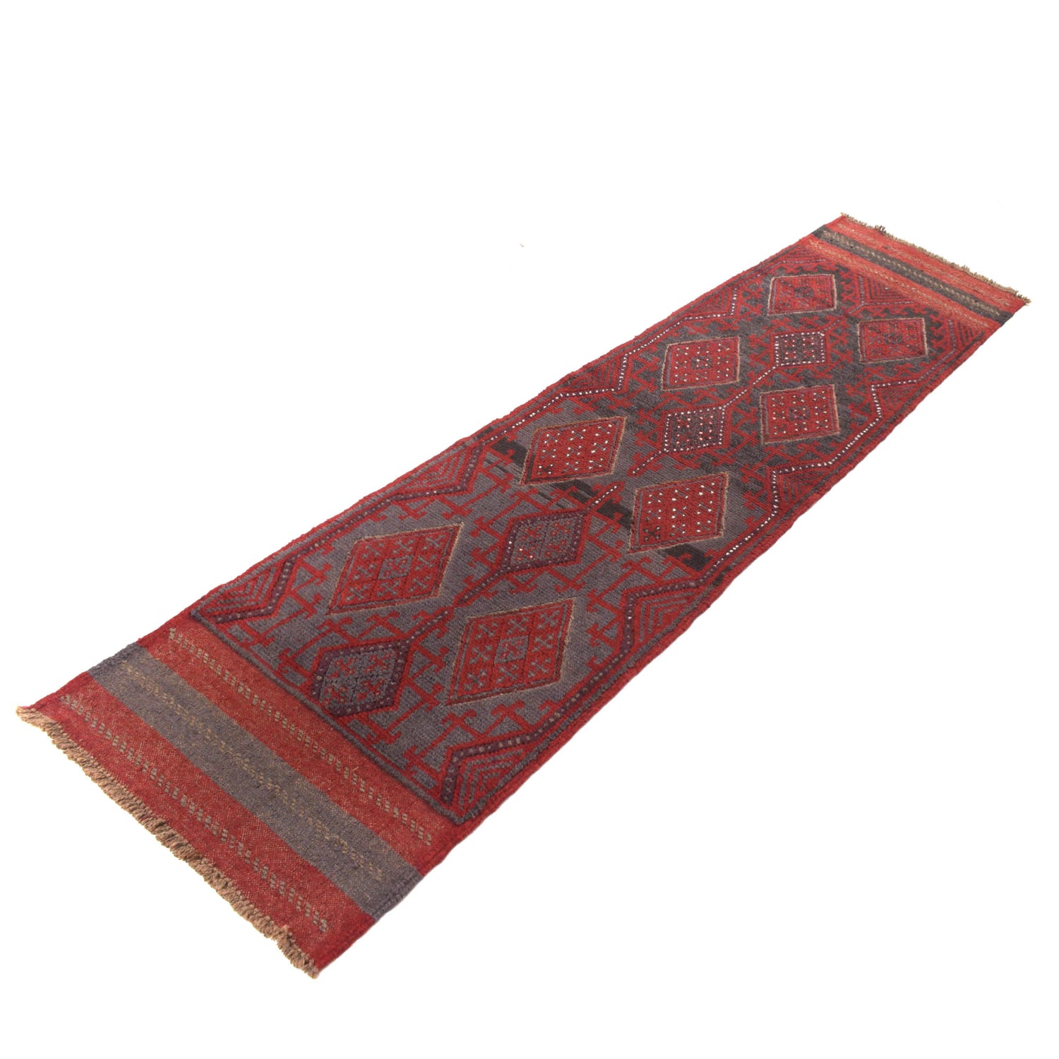 Handmade Afghan Runner Rug 1' 11" x 7' 11" ft / 58 x 240 cm - No. B20341