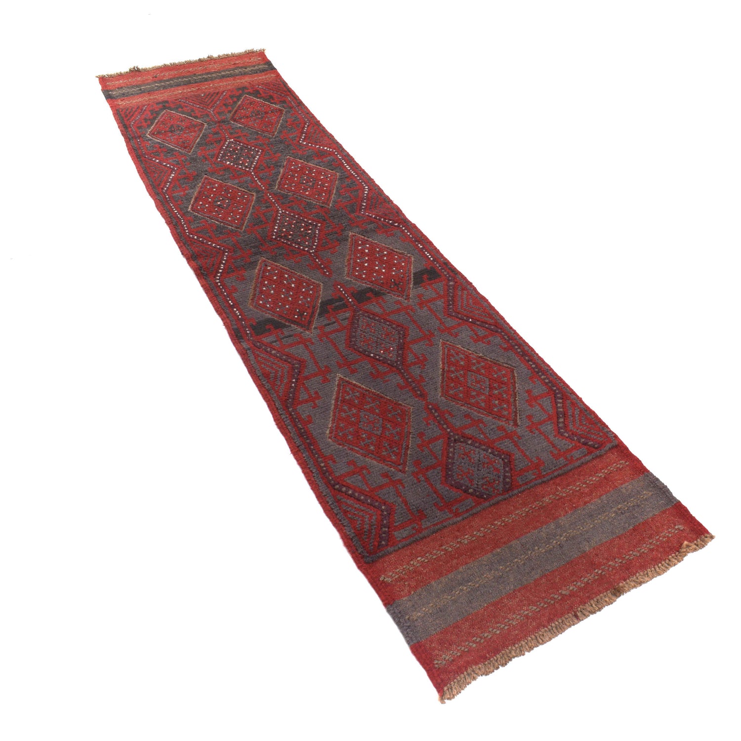 Handmade Afghan Runner Rug 1' 11" x 7' 11" ft / 58 x 240 cm - No. B20341