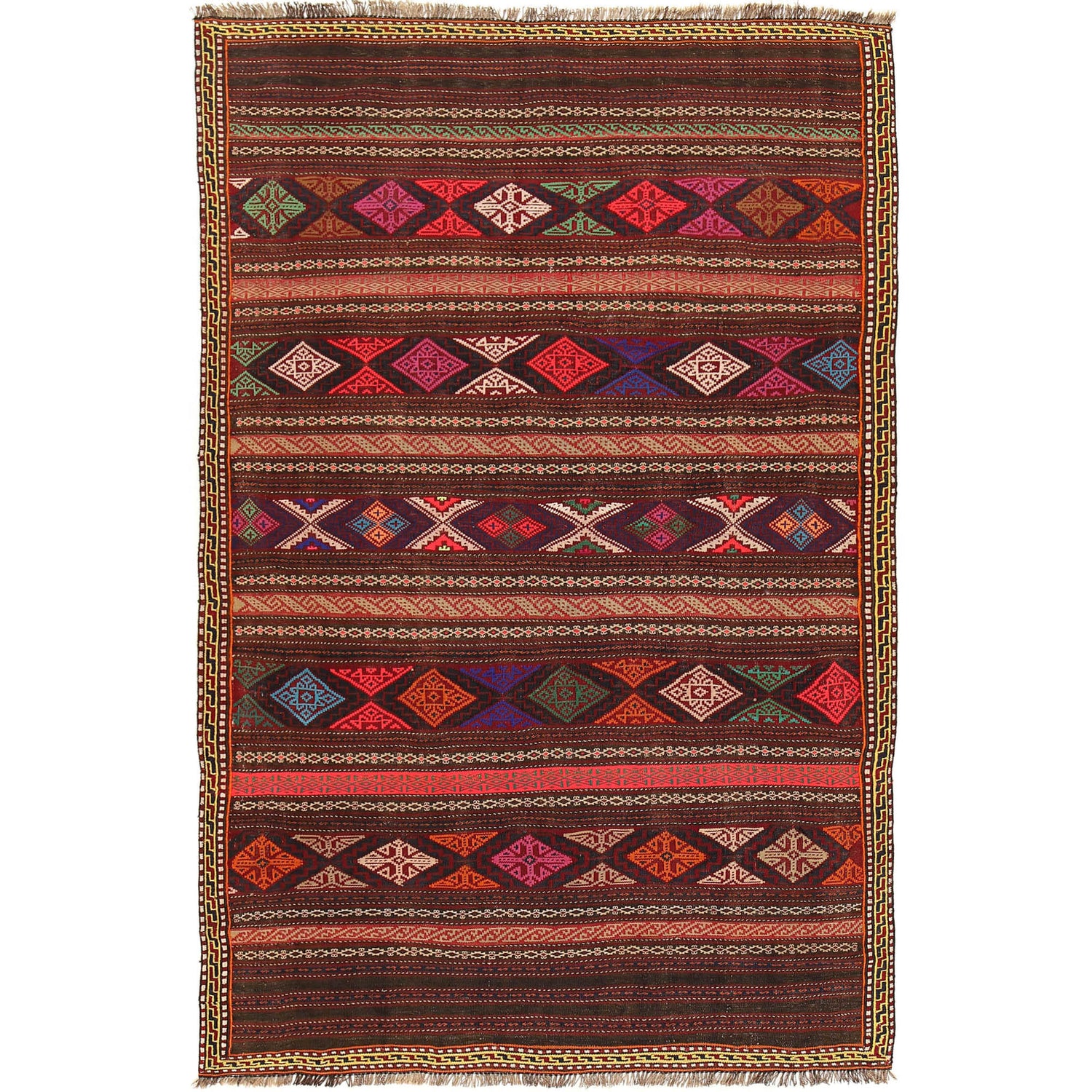 Traditional Flat Weave Kilim 4' 7" x 6' 11" ft / 133 x 228 cm - No. B20350