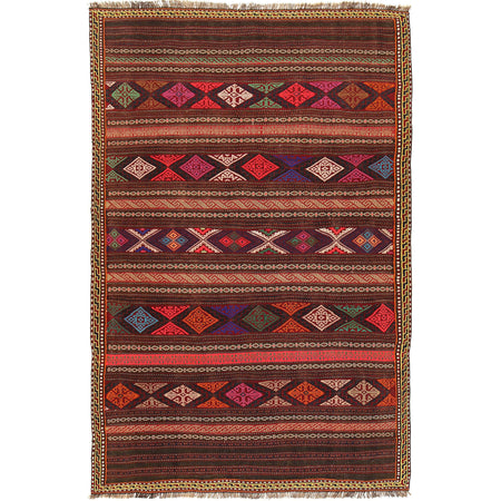 Traditional Flat Weave Kilim 4' 7" x 6' 11" ft / 133 x 228 cm - No. B20350