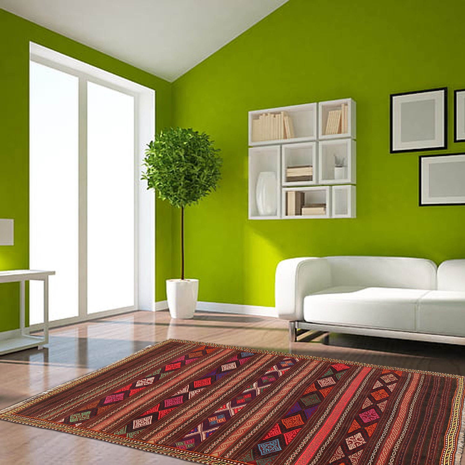 Traditional Flat Weave Kilim 4' 7" x 6' 11" ft / 133 x 228 cm - No. B20350