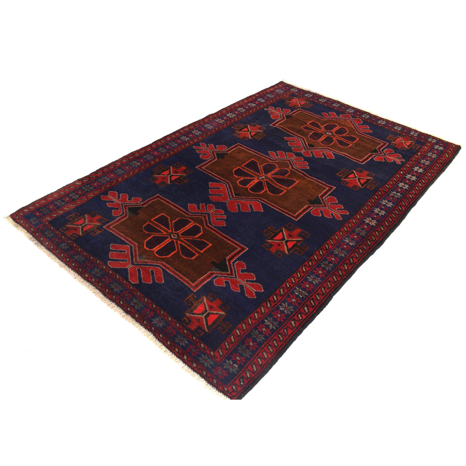 Navy Blue Baluchi Rug 4' 7" x 7' 2" ft / 140 x 218 cm - No. B20371