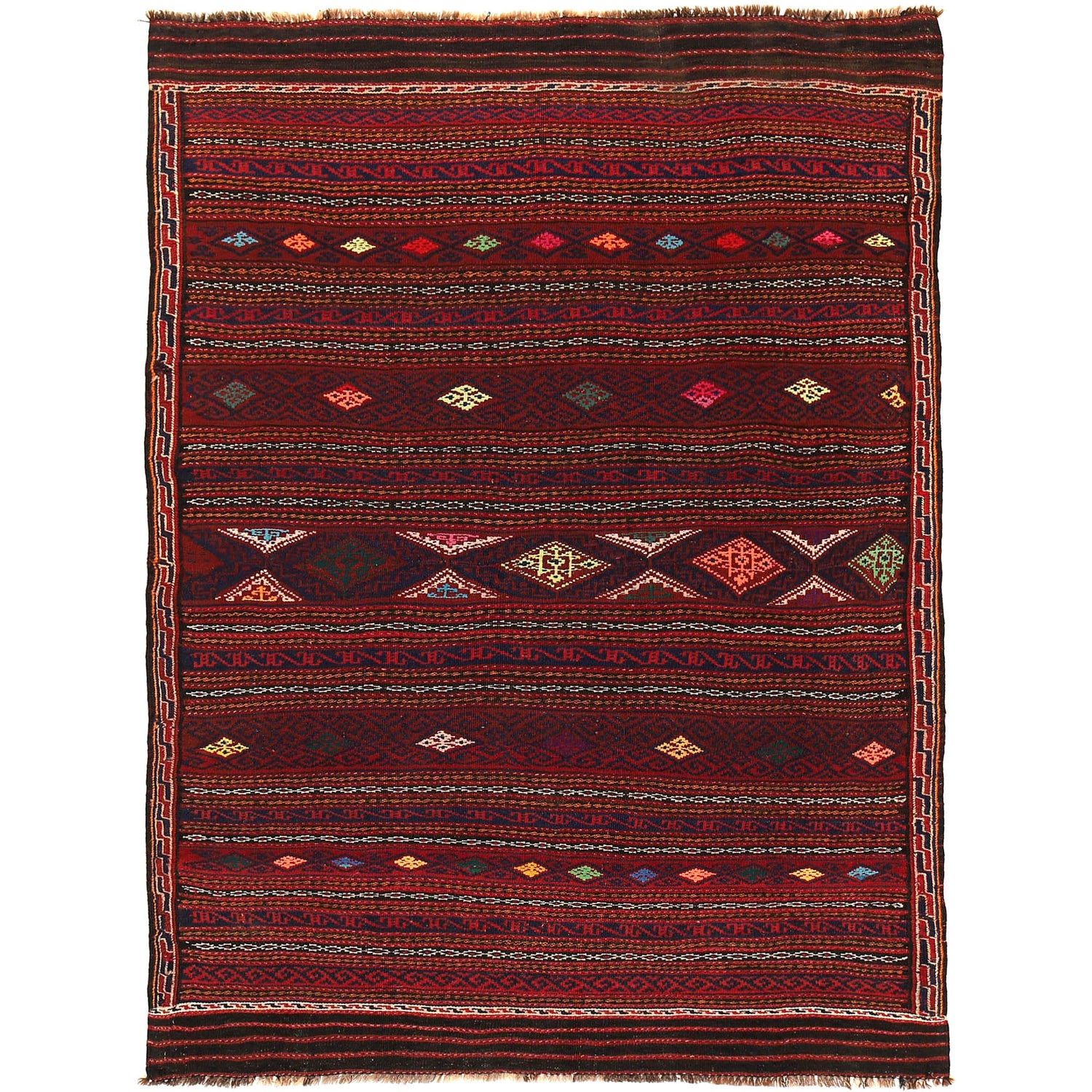 Traditional Flat Weave Kilim 4' 8" x 6' 7" ft / 143 x 200 cm - No. B20383