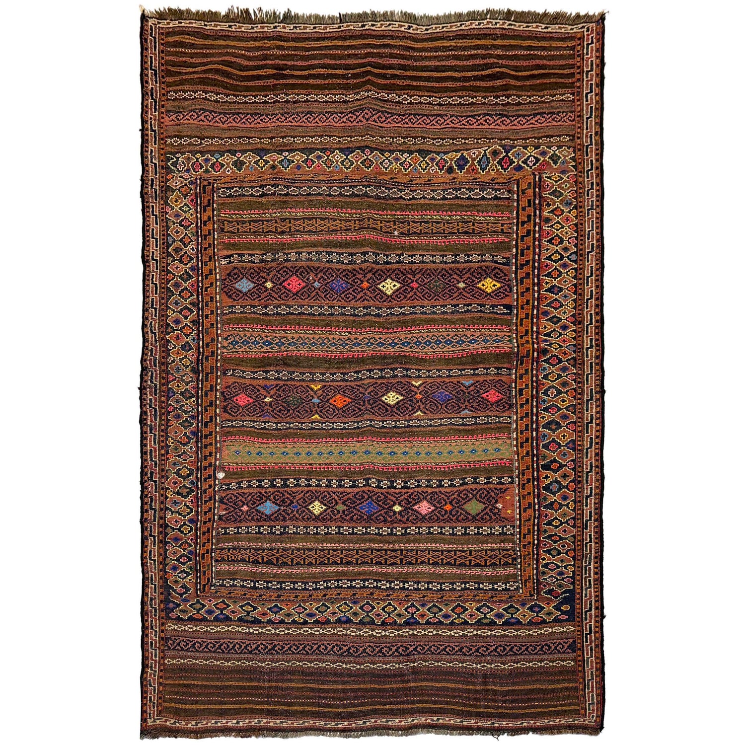 Traditional Flat Weave Kilim 4' 0" x 6' 5" ft / 122 x 196 cm - No. B20386