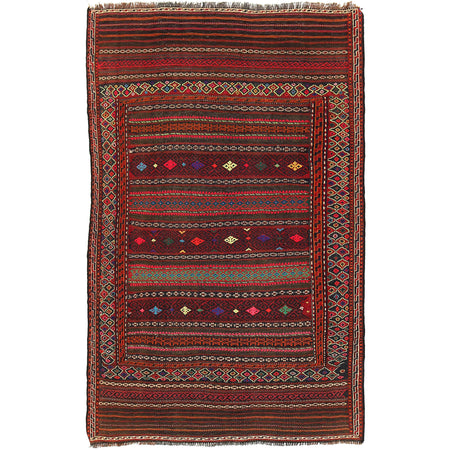 Traditional Flat Weave Kilim 4' 0" x 6' 5" ft / 122 x 196 cm - No. B20386
