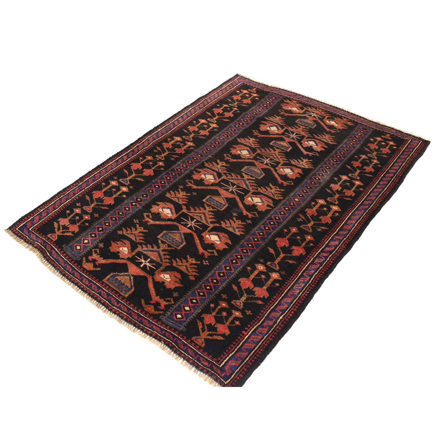 Tribal Baloch Rug 3' 8" x 5' 3" ft / 113 x 161 cm - No. B20398