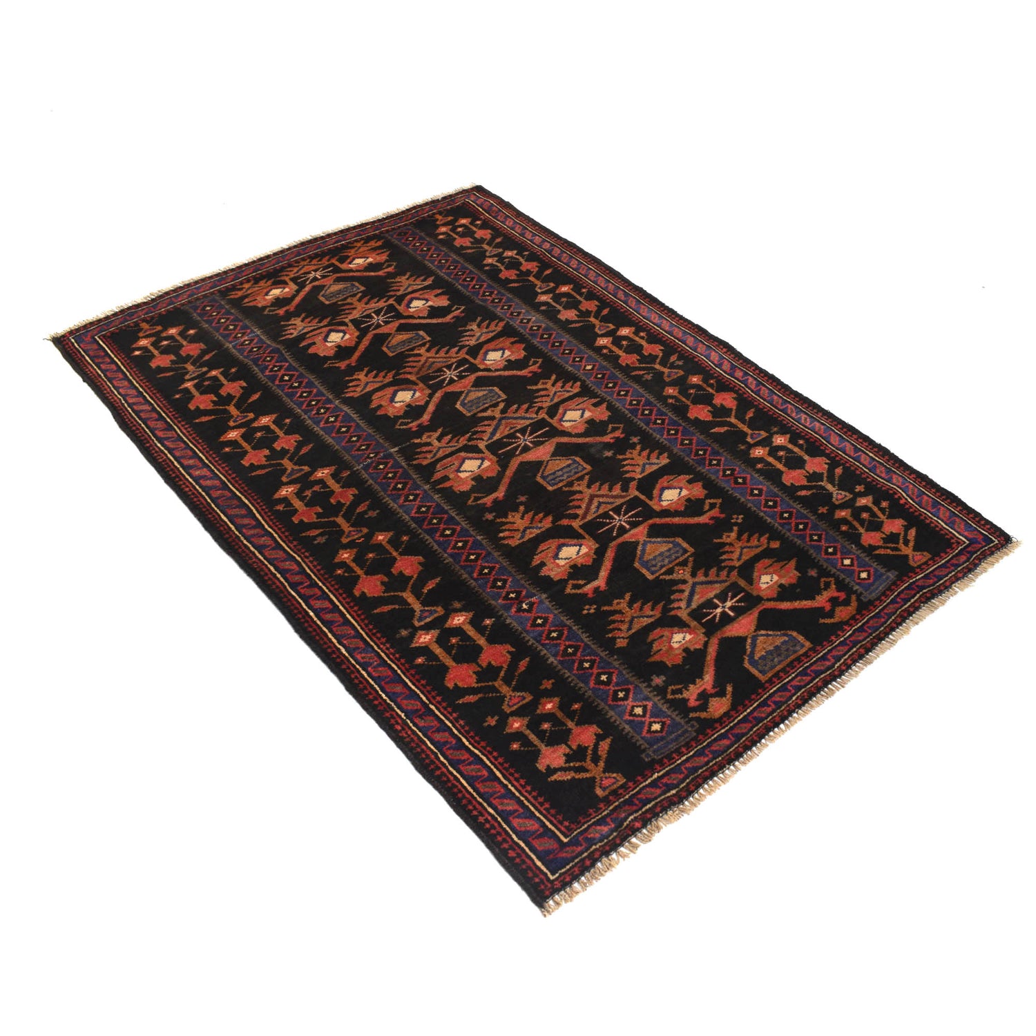 Tribal Baloch Rug 3' 8" x 5' 3" ft / 113 x 161 cm - No. B20398