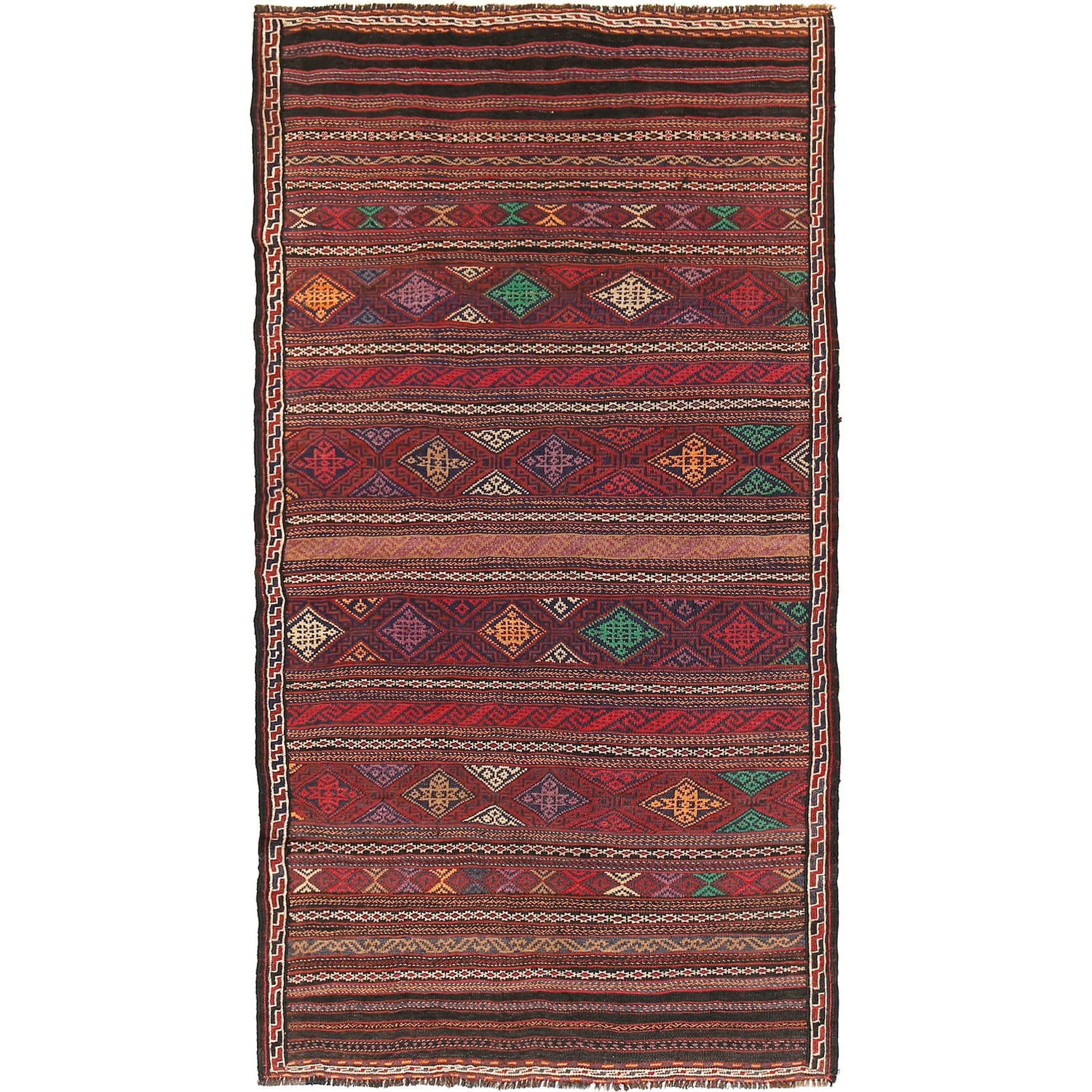Traditional Flat Weave Kilim 3' 8" x 6' 4" ft / 112 x 194 cm - No. B20413