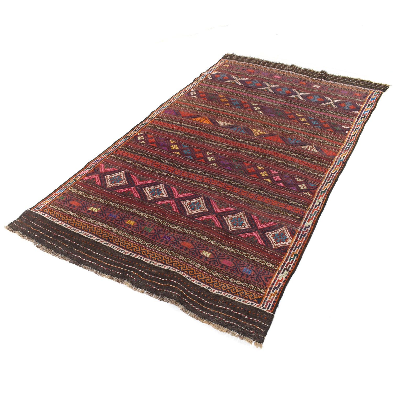 Afghan Laghari Kilim 4' 3" x 7' 6" ft / 130 x 229 cm - No. B20414
