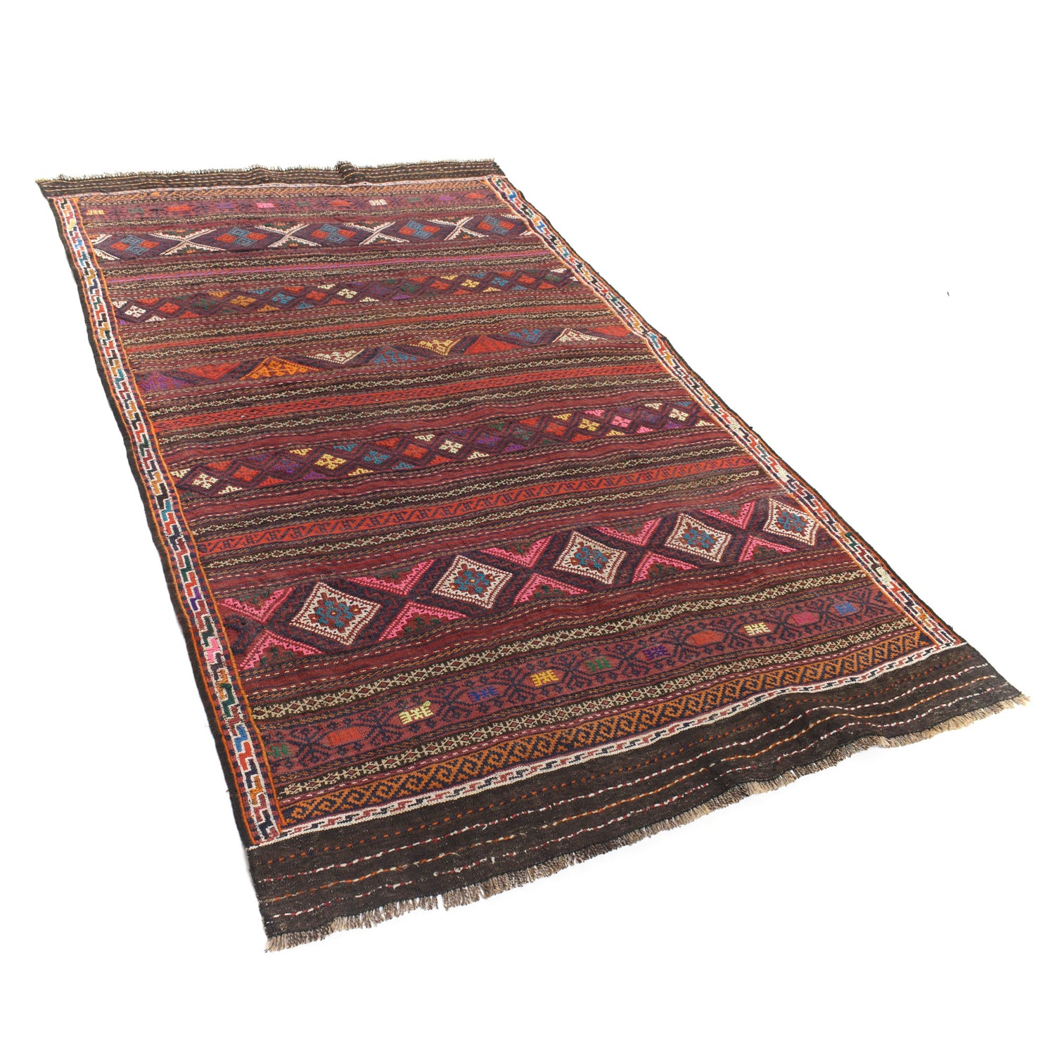 Afghan Laghari Kilim 4' 3" x 7' 6" ft / 130 x 229 cm - No. B20414
