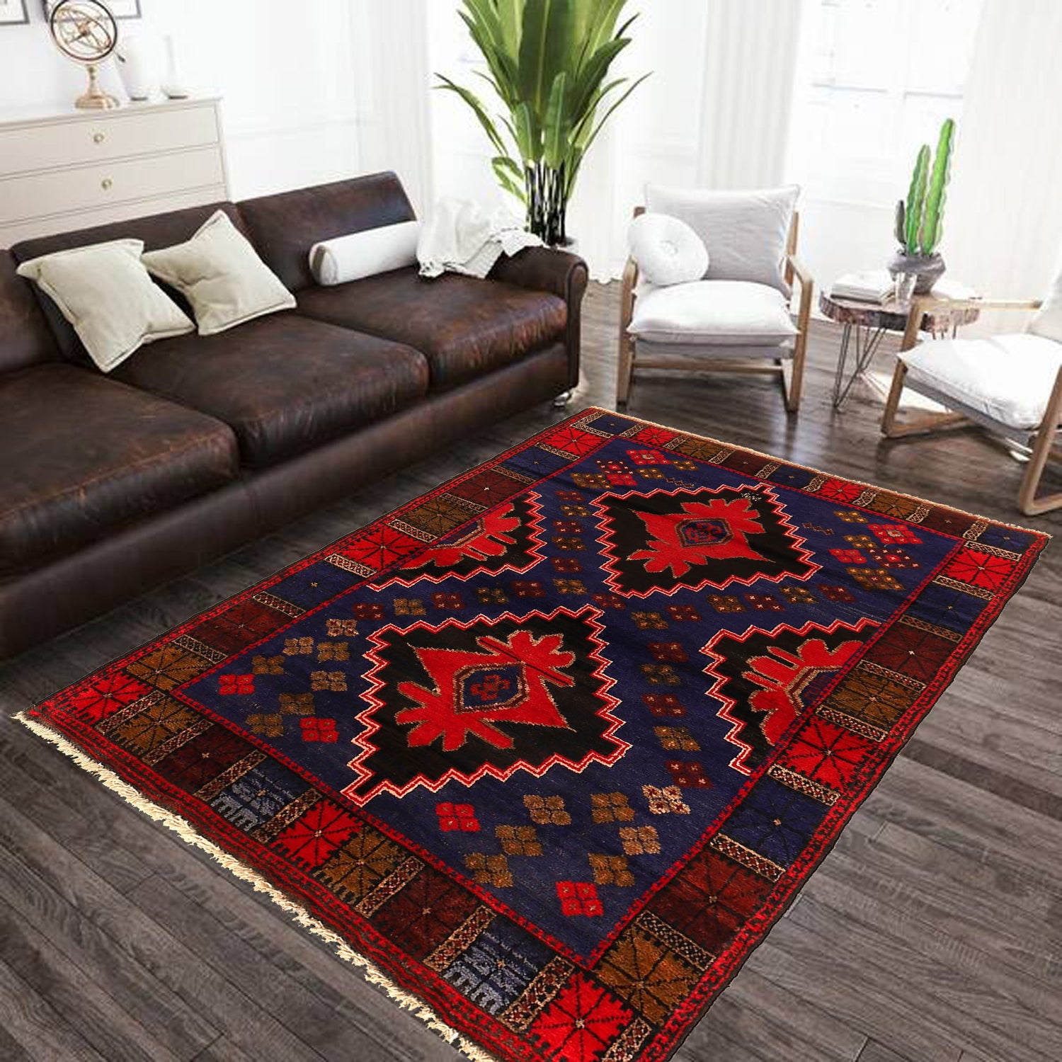 Tribal Baloch Rug 3' 8" x 5' 4" ft / 111 x 163 cm - No. B20434