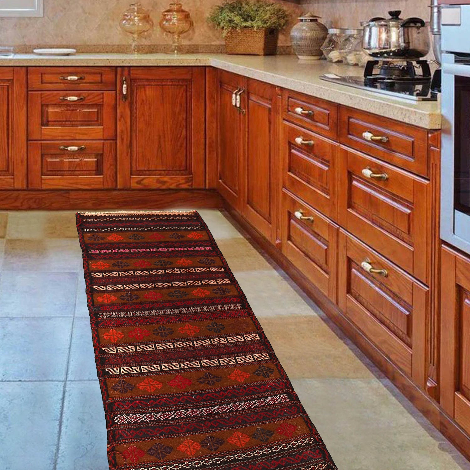 Handmade Table Sheet Kilim Runner 2' 1" x 4' 11" ft / 64 x 151 cm - No. B20501