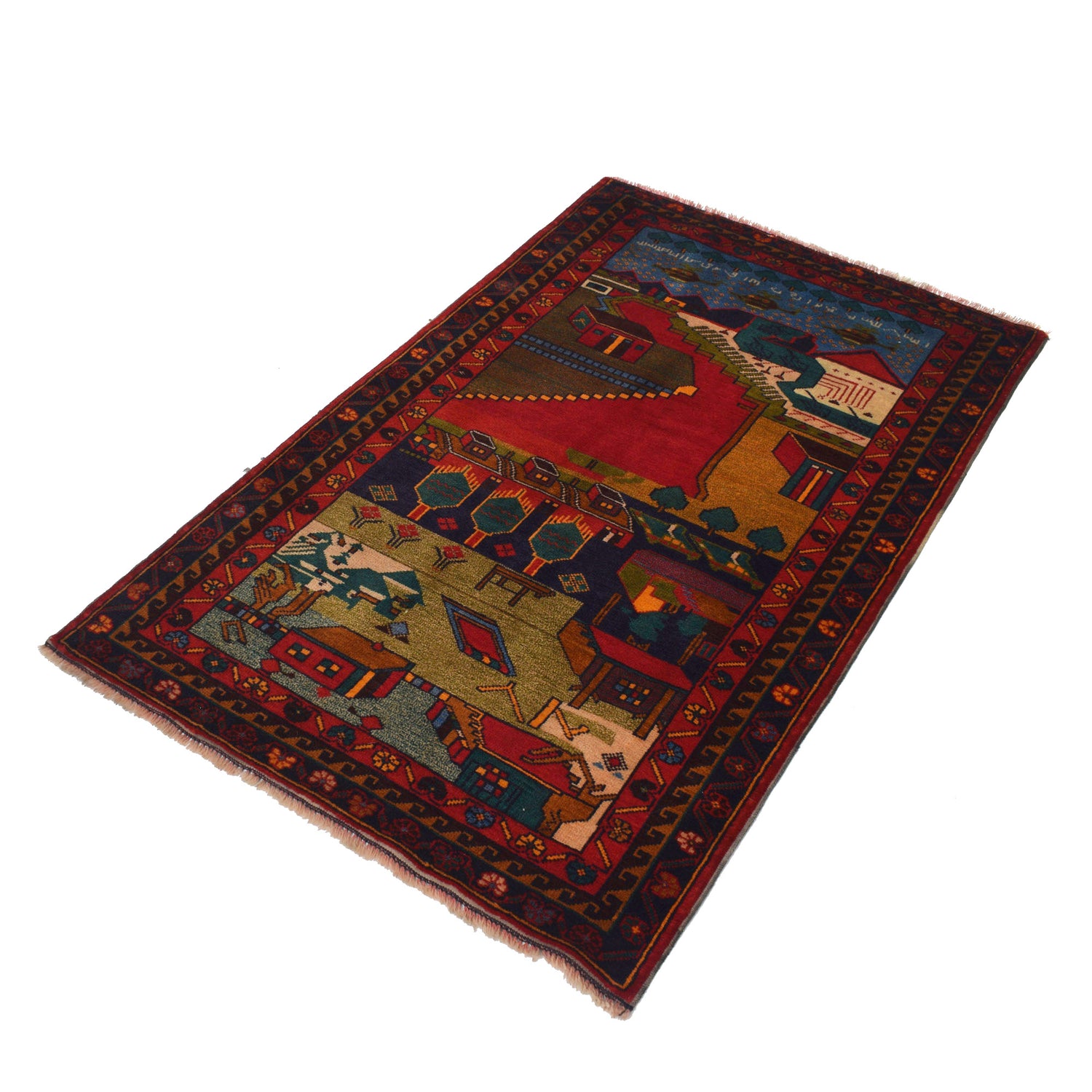 Handmade Pictorial Carpet 2' 11" x 4' 8" ft / 88 x 141 cm - No. B20796