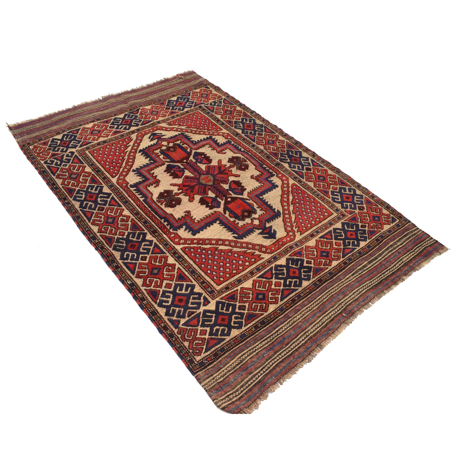 Handmade Barjista Kilim Rug 4' 3" x 5' 11" ft / 129 x 180 cm - No. B21607