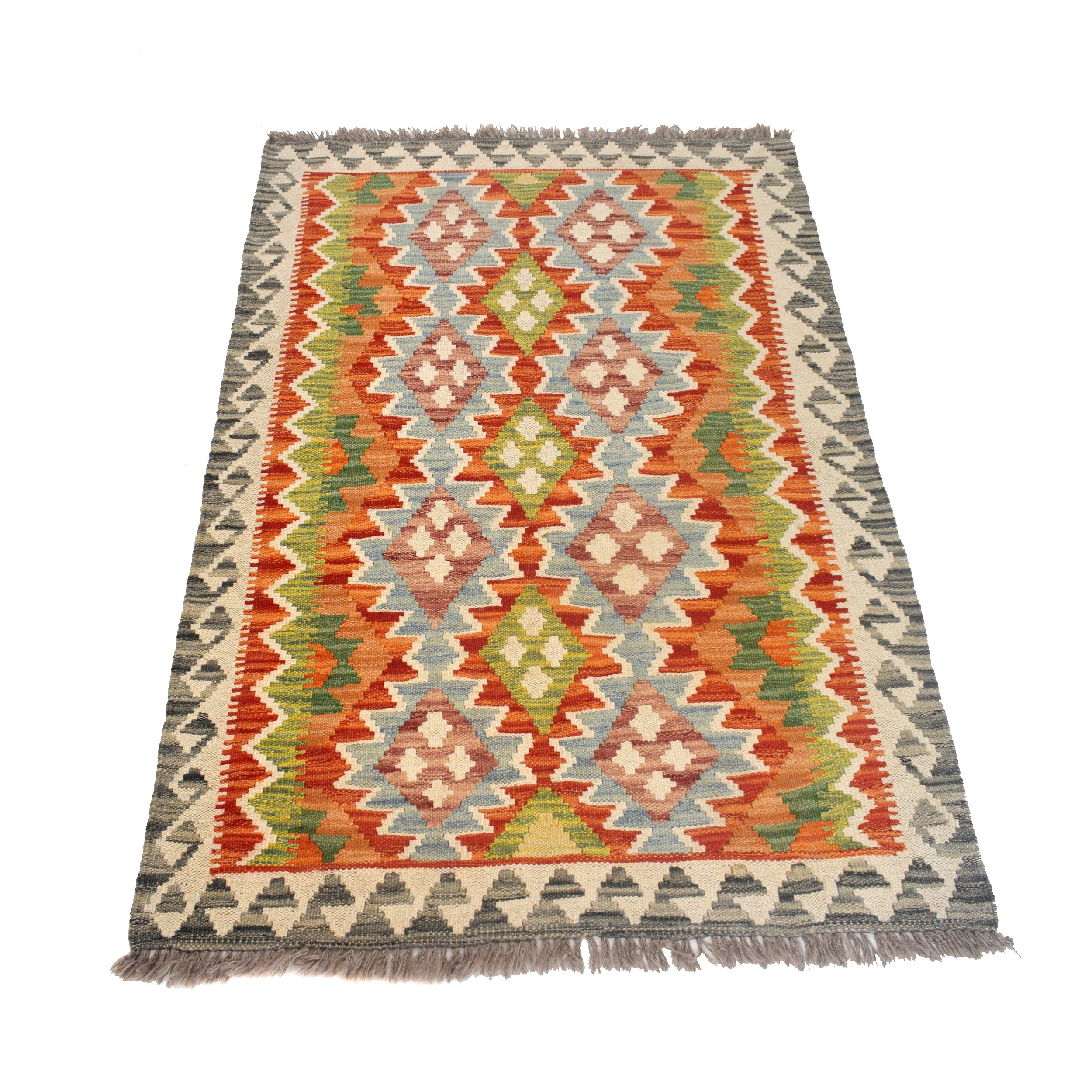 Hand Woven Wool Kelim 2' 10" x 4' 7" ft / 87 x 140 cm - No. B26751