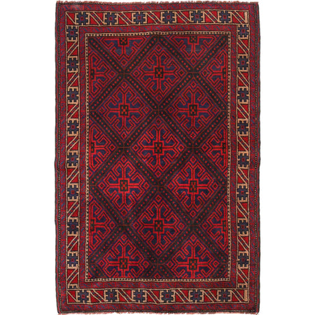 Tribal Baloch Rug 4' 0" x 6' 4" ft / 123 x 194 cm - No. B28044