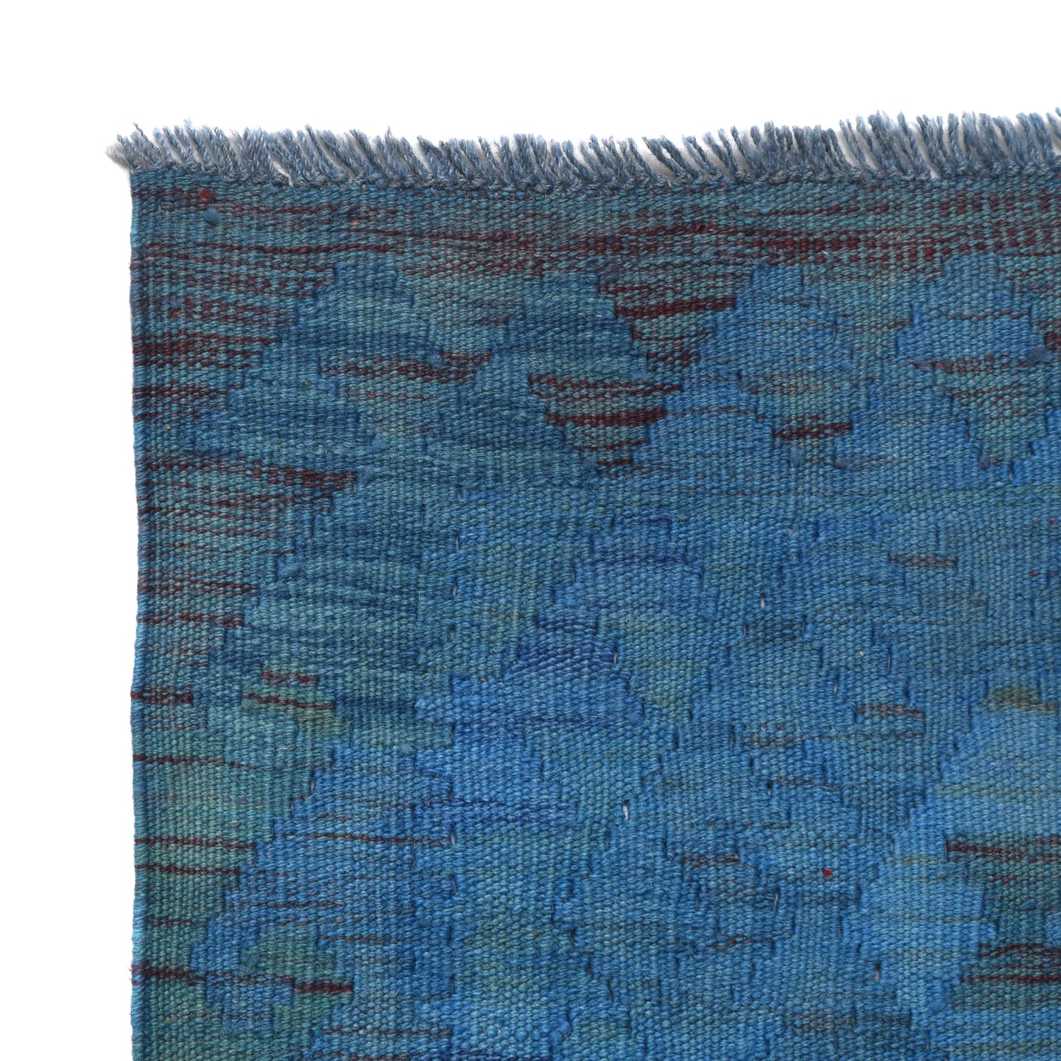 Blue Color Overdyed Kelim 2' 1" x 6' 2" ft / 63 x 189 cm - No. B29186