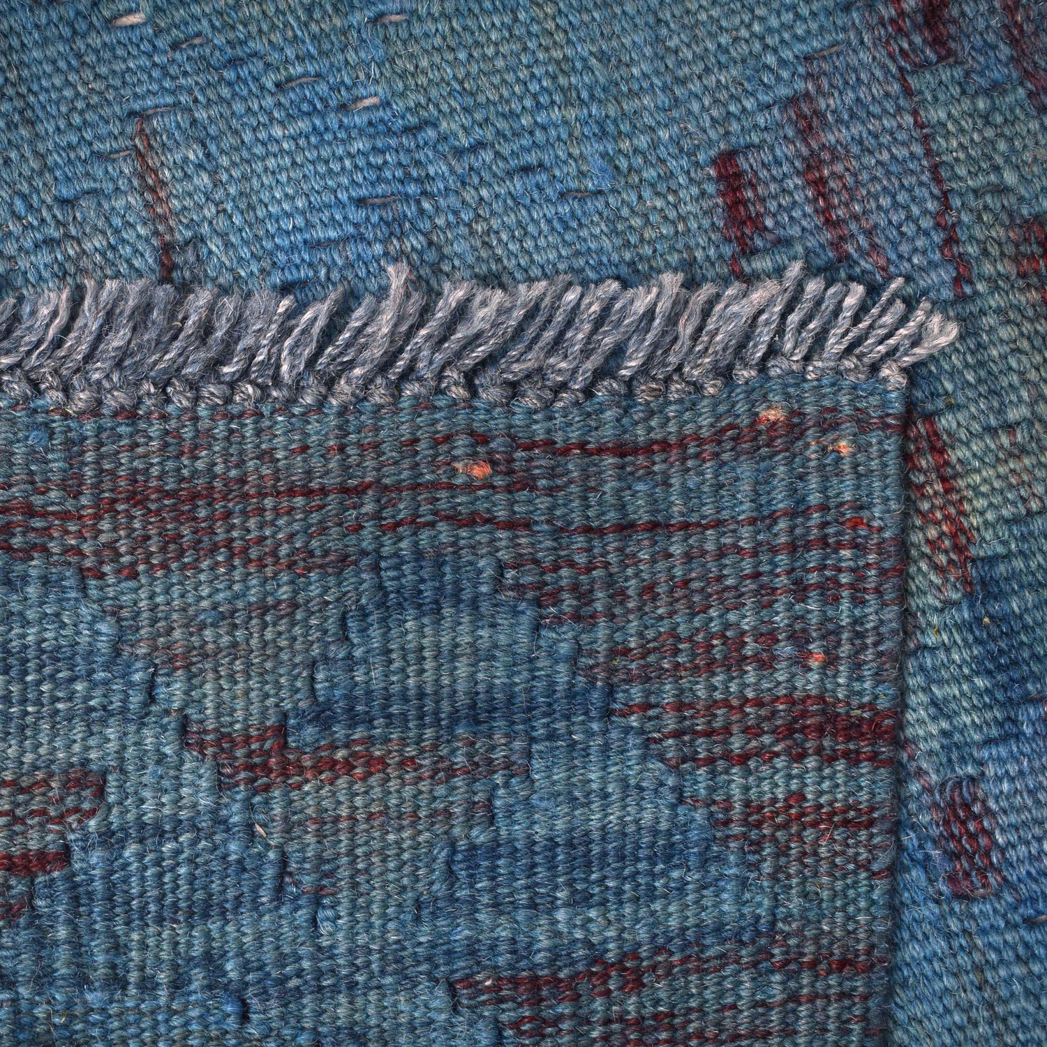 Blue Color Overdyed Kelim 2' 1" x 6' 2" ft / 63 x 189 cm - No. B29186