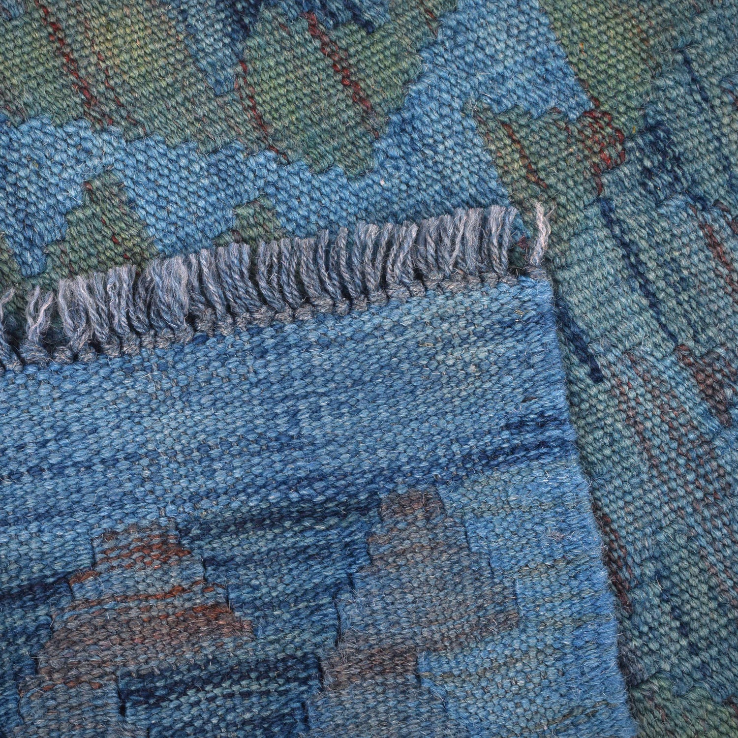 Blue Color Overdyed Kelim 2' 0" x 5' 7" ft / 62 x 170 cm - No. B29187