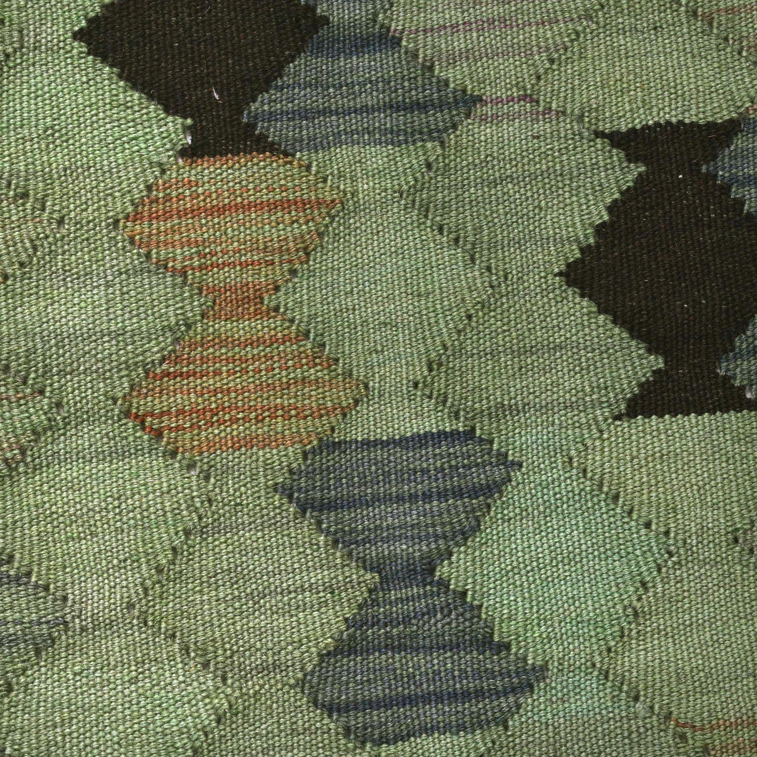Green Color Overdyed Kelim 3' 4" x 4' 9" ft / 101 x 146 cm - No. B29195