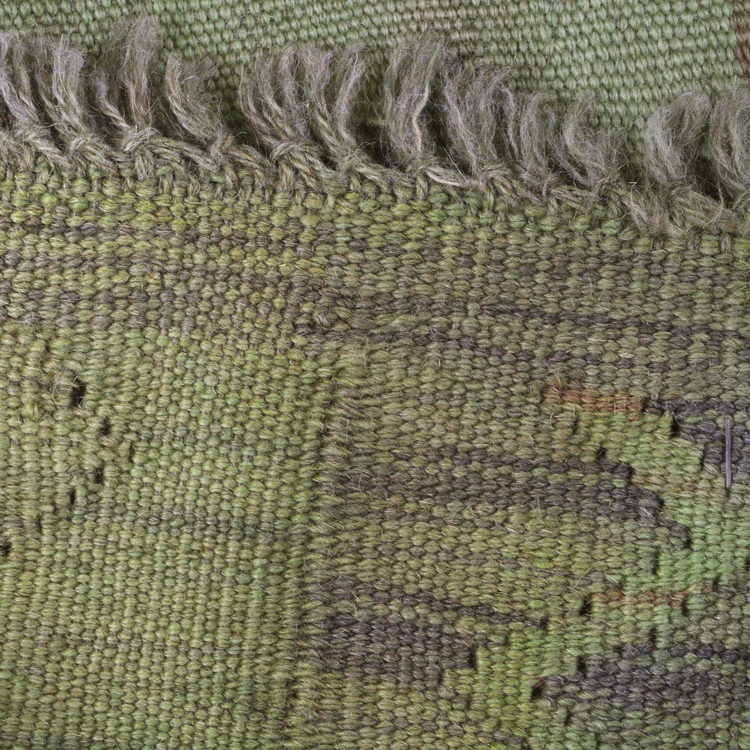Green Color Overdyed Kelim 3' 4" x 4' 9" ft / 101 x 146 cm - No. B29195