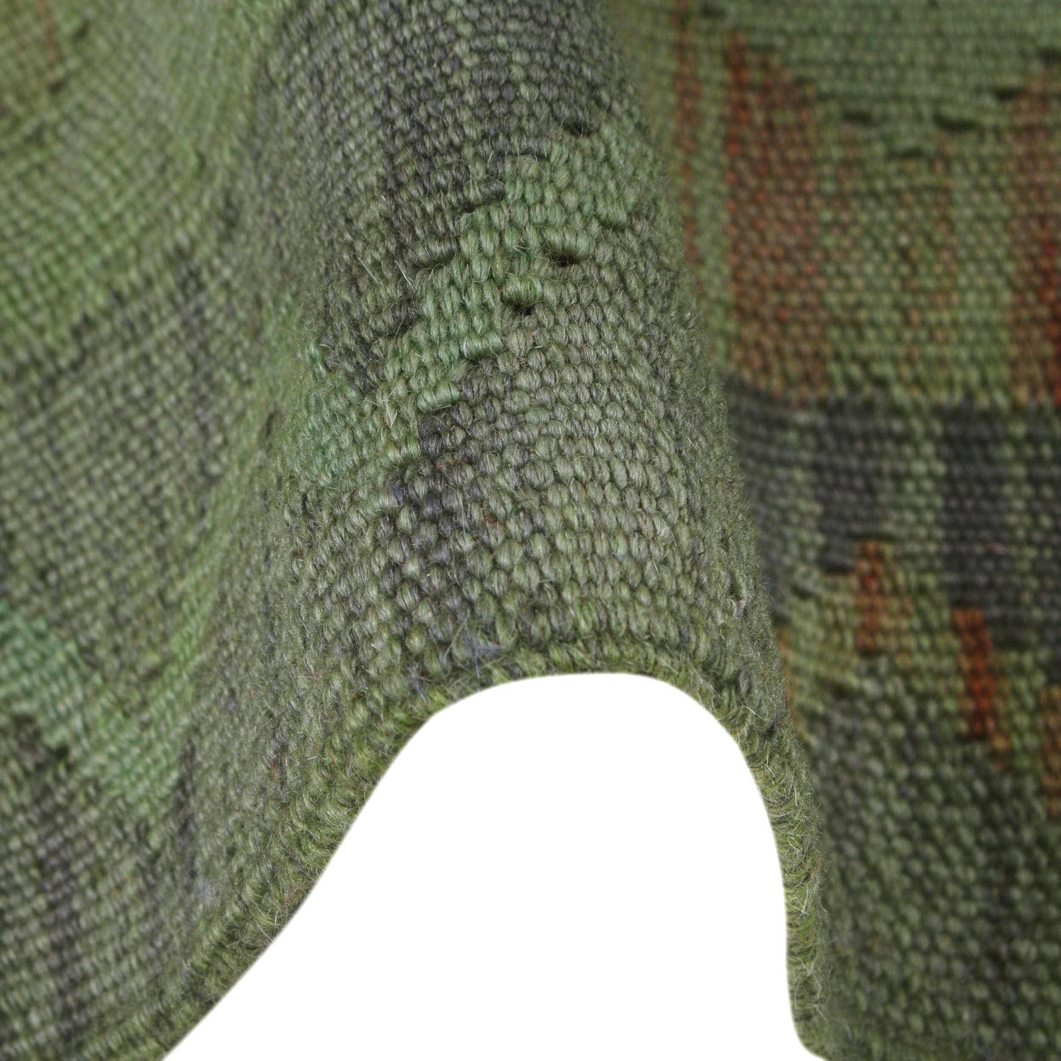 Green Color Overdyed Kelim 3' 4" x 4' 9" ft / 101 x 146 cm - No. B29195