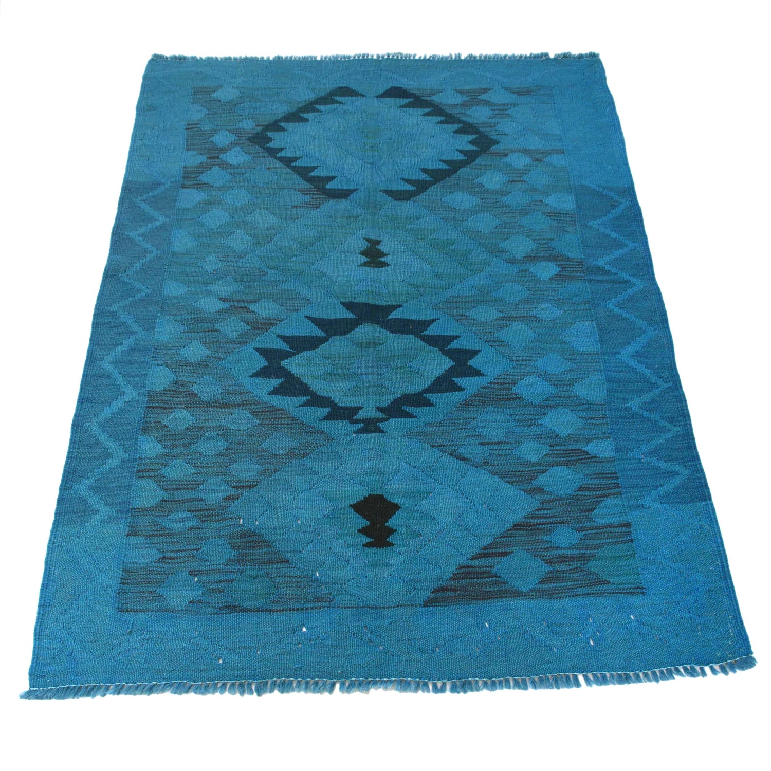 Hand Knotted Overdyed Kilim 3' 4" x 4' 6" ft / 101 x 138 cm - No. B29198