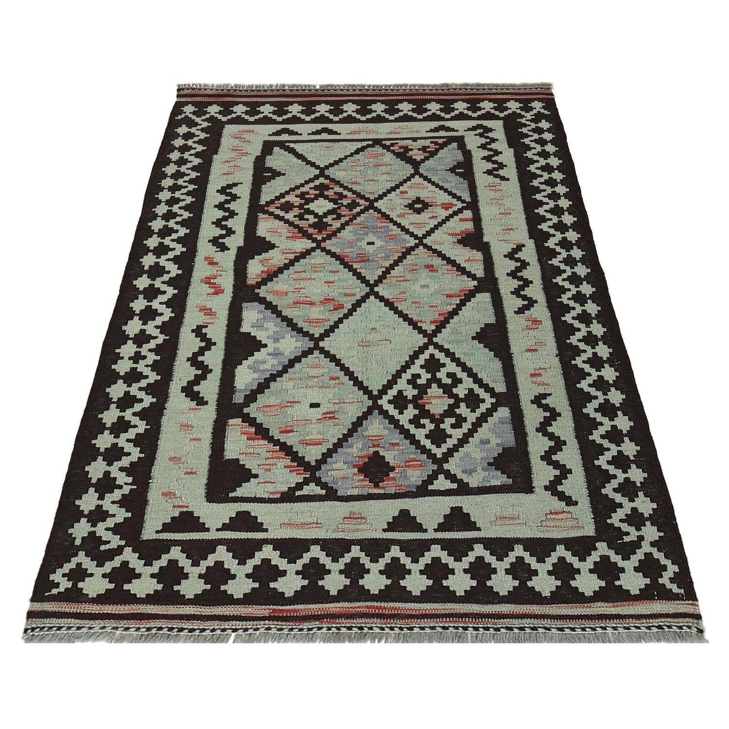 Hand Knotted Overdyed Kilim 3' 3" x 4' 10" ft / 99 x 148 cm - No. B29200