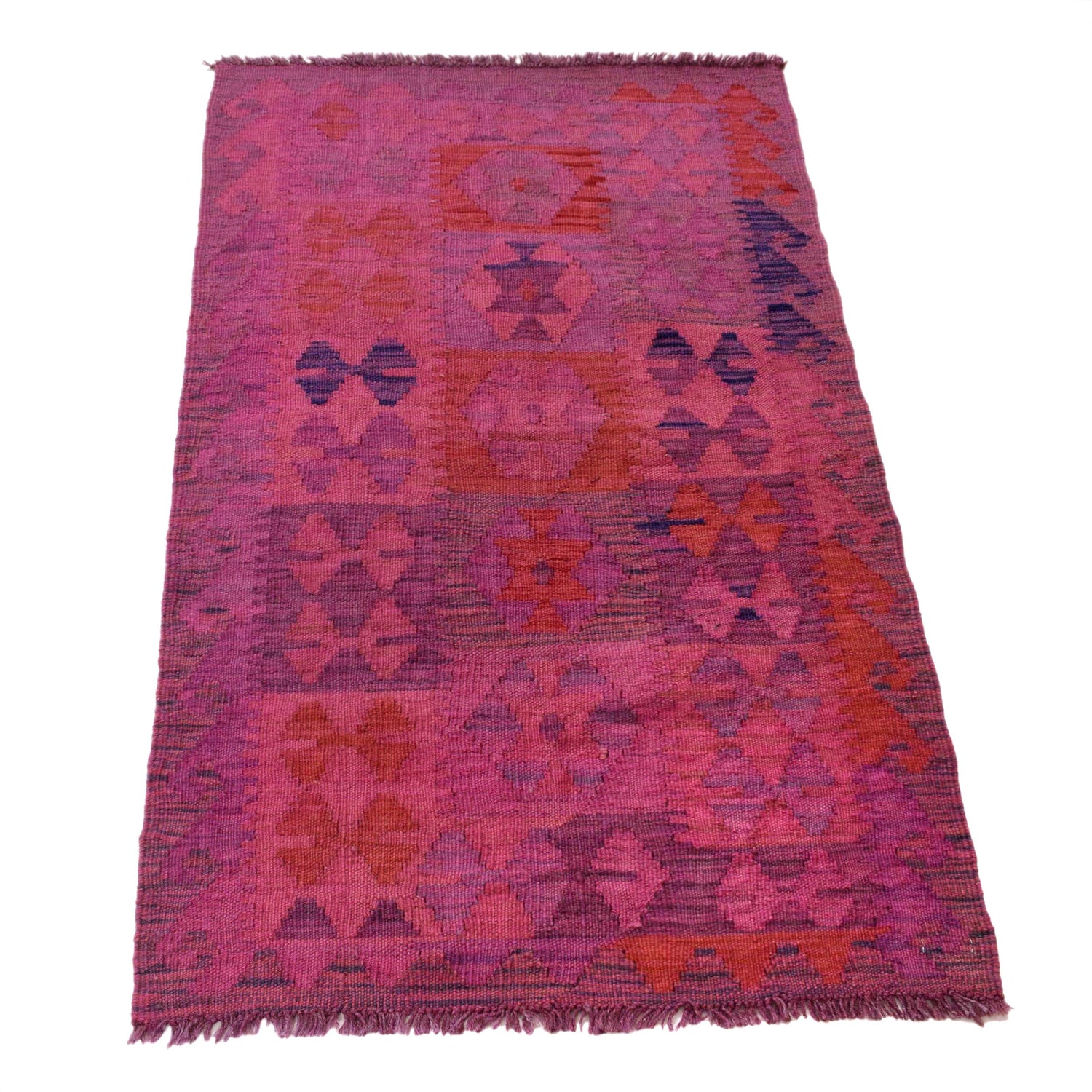 Hand Knotted Overdyed Kilim 2' 6" x 4' 1" ft / 76 x 124 cm - No. B29204
