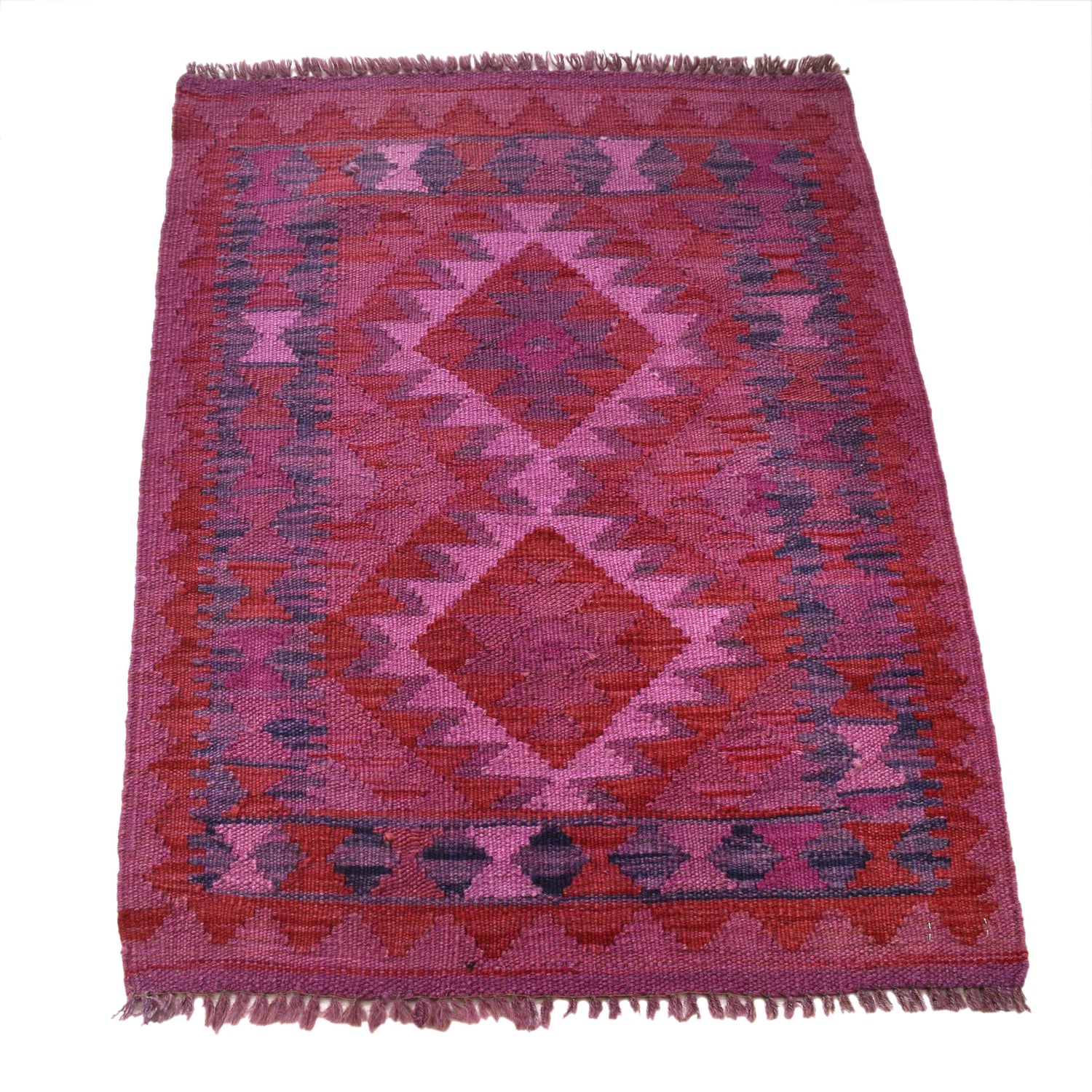 Purple Color Overdyed Kelim 2' 0" x 2' 9" ft / 61 x 84 cm - No. B29208