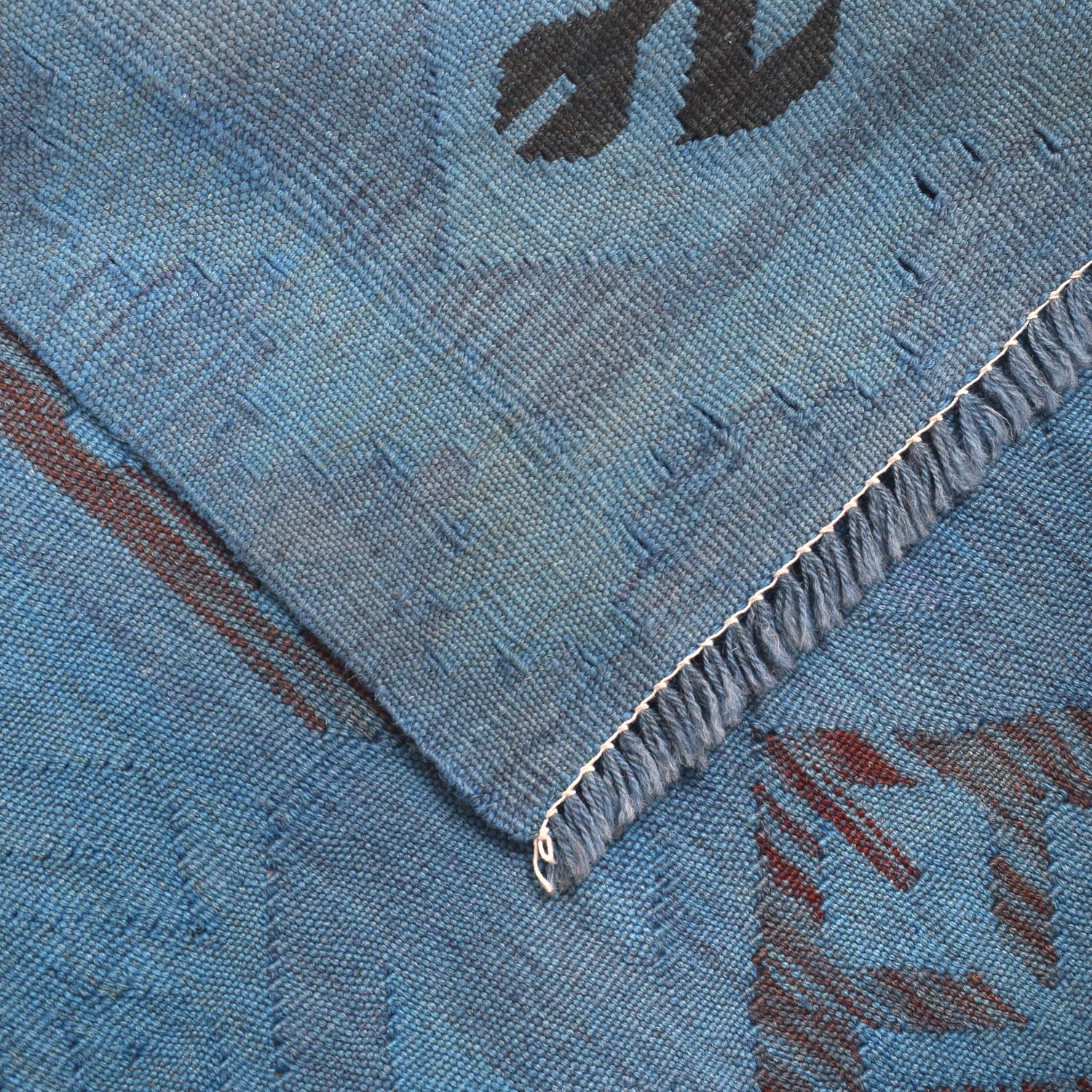 Blue Color Overdyed Kelim 3' 11" x 5' 9" ft / 120 x 175 cm - No. B29229