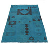 Blue Color Overdyed Kelim 3' 8" x 5' 7" ft / 113 x 169 cm - No. B29231