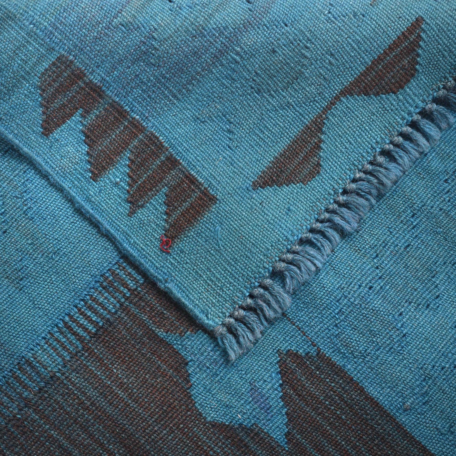 Blue Color Overdyed Kelim 3' 8" x 5' 7" ft / 113 x 169 cm - No. B29231