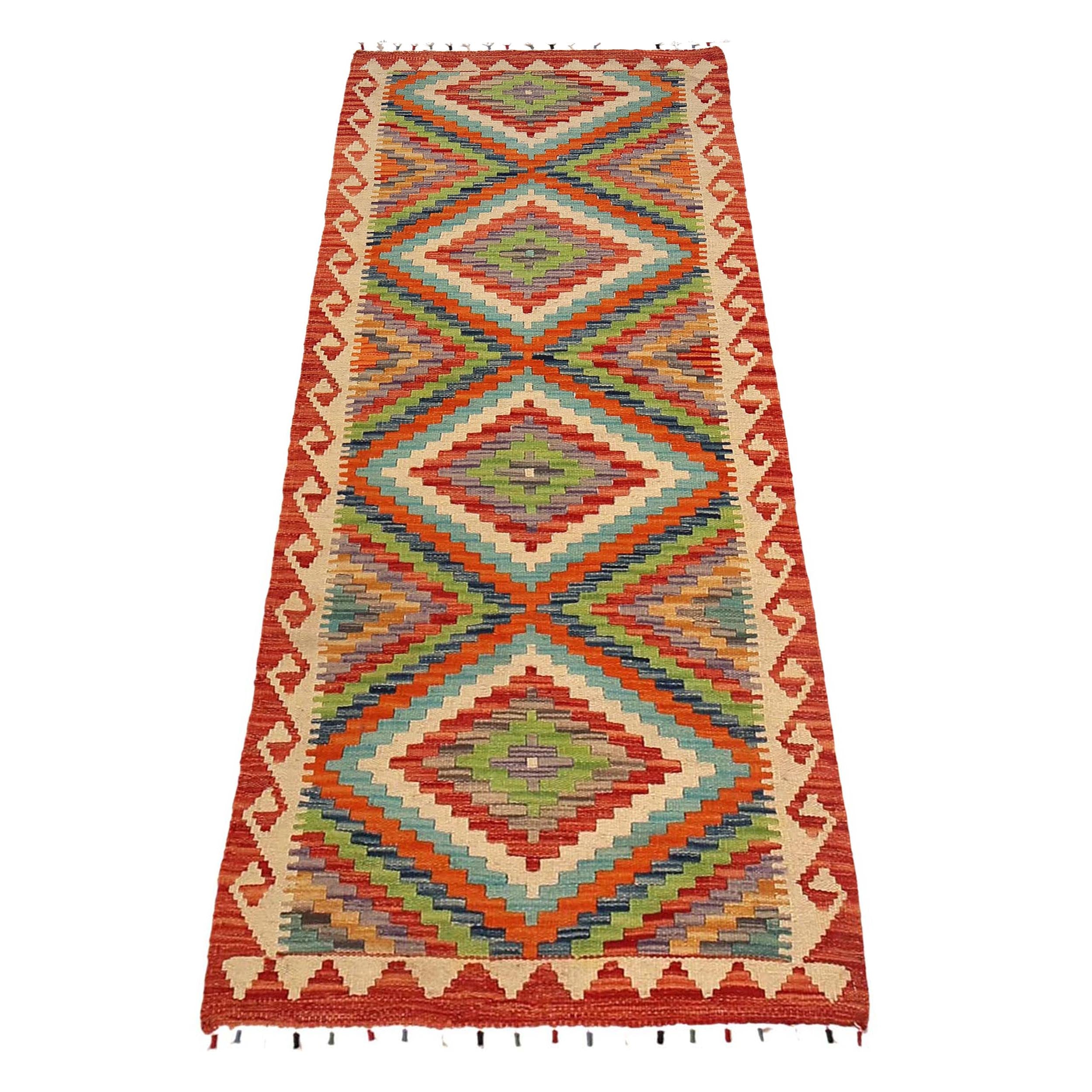 Handmade Vegetable Kilim Runner 2' 3" x 6' 4" ft / 68 x 192 cm - No. B29720