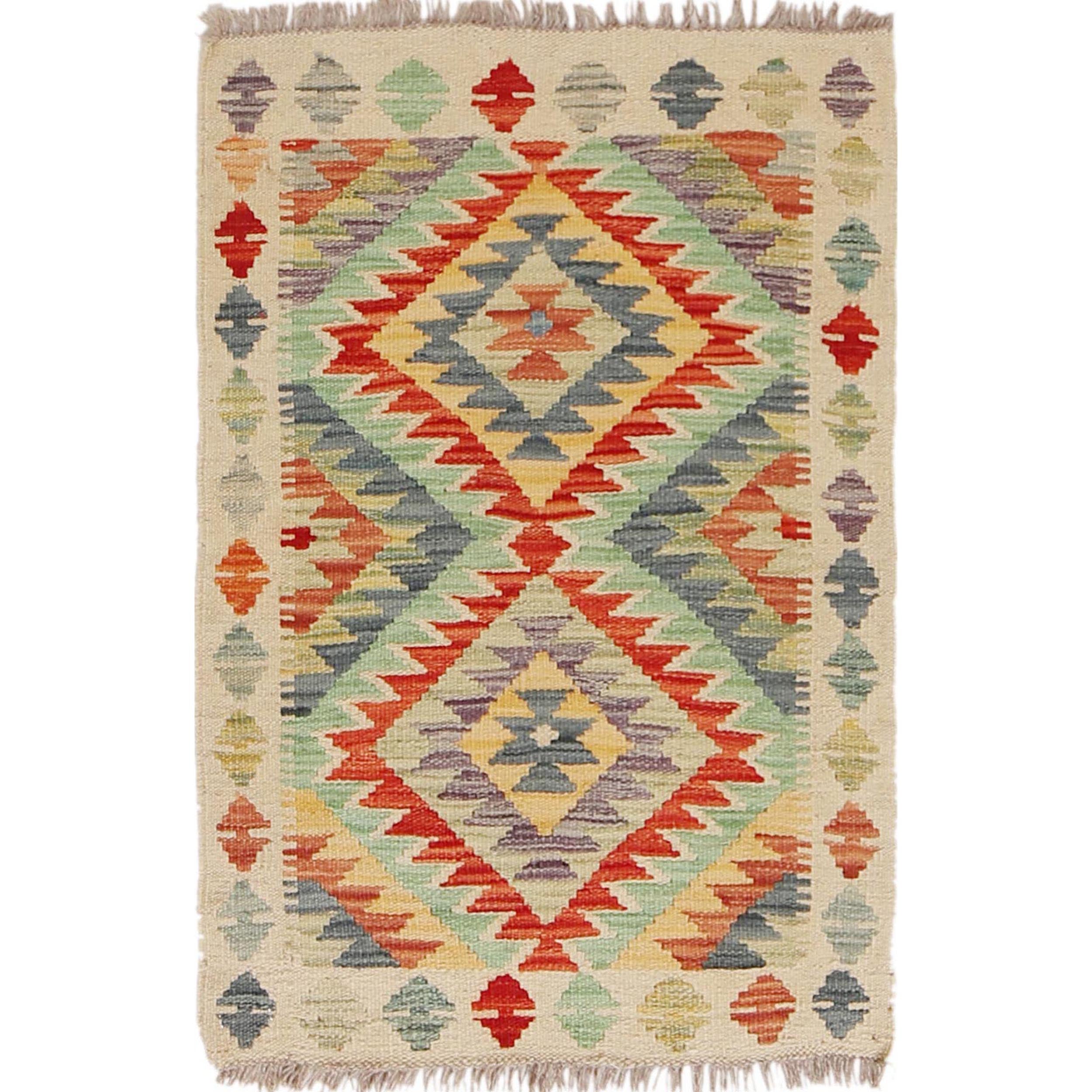 Handmade Vegetable Kilim 1' 11" x 2' 9" ft / 58 x 85 cm - No. B29896